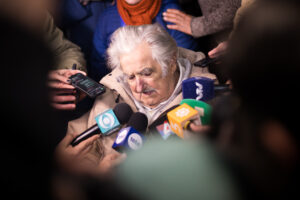 CR6_2205 MONTEVIDEO, URUGUAY - JUNE 30: Former President Pepe Mujica arrives at the Yamandú Ramón Antonio Orsi Martínez bunker within the framework of the internal elections in Uruguay. Photo: Ramiro Cicao / UNAR Photo