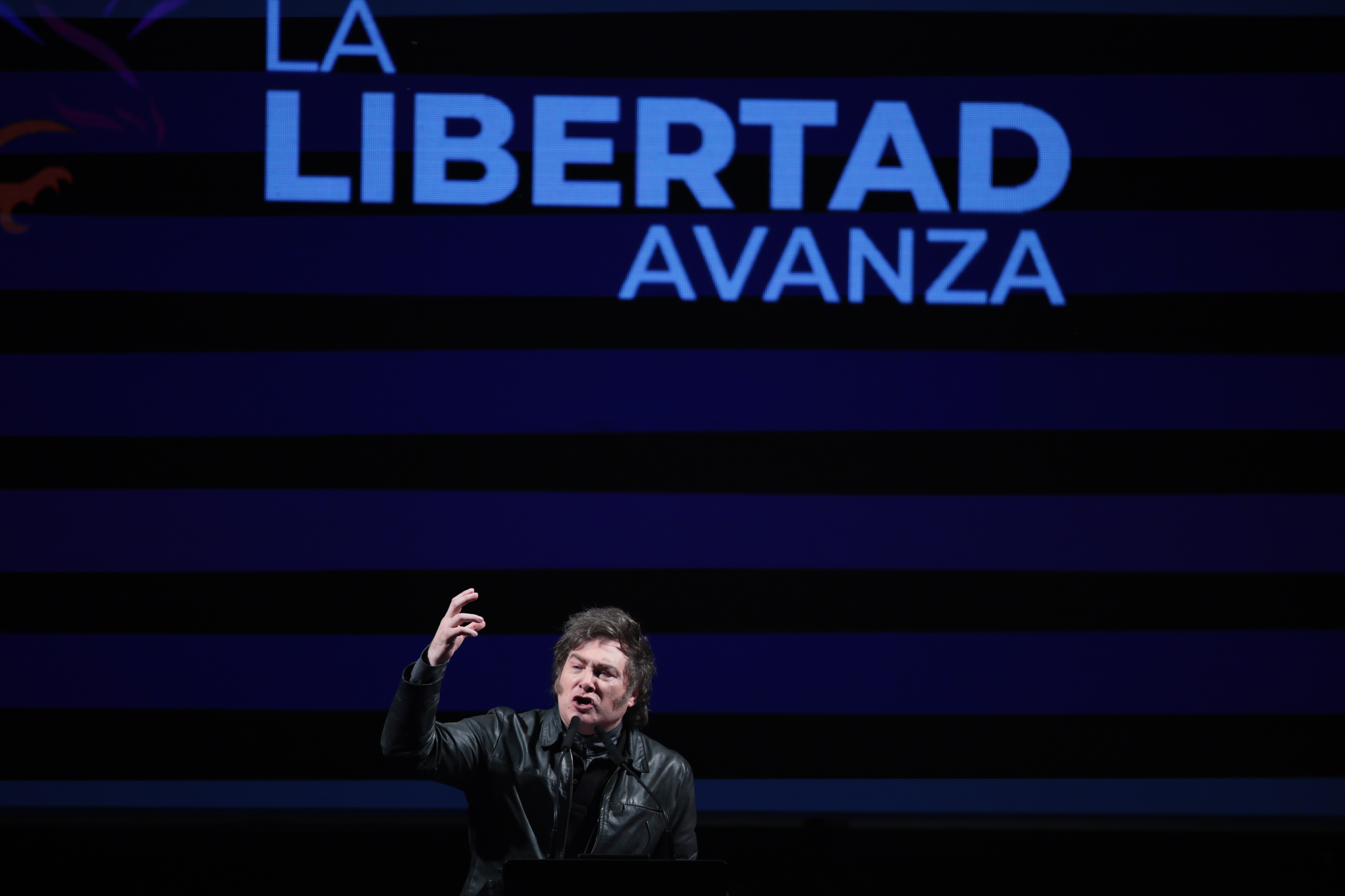 L_CO0206 Buenos Aires, Argentina - September 22, 2024: President Javier Milei presents the La Libertad Ava...