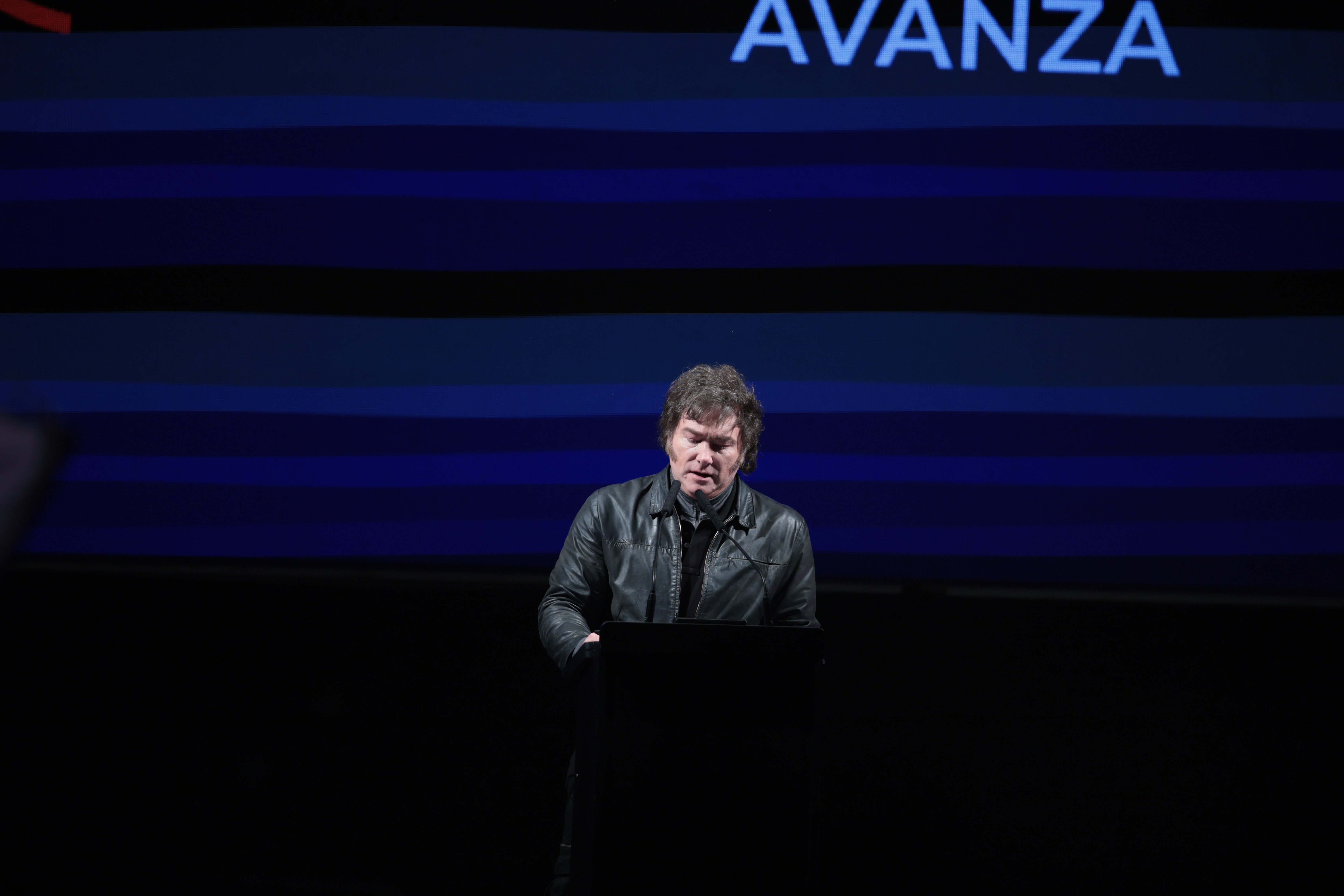L_CO0129 Buenos Aires, Argentina - September 22, 2024: President Javier Milei presents the La Libertad Ava...