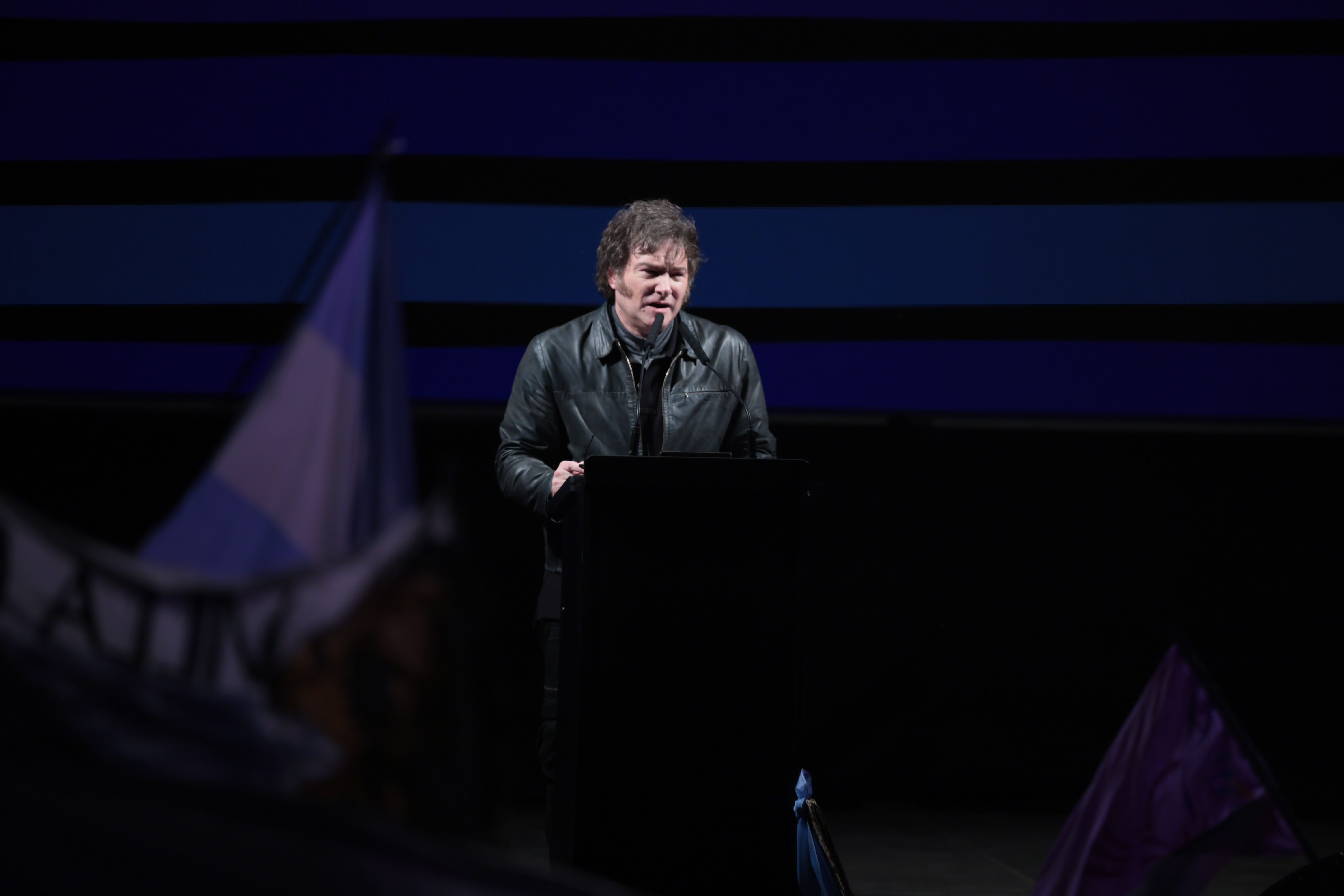Buenos Aires, Argentina - September 22, 2024: President Javier Milei presents the La Libertad Ava...