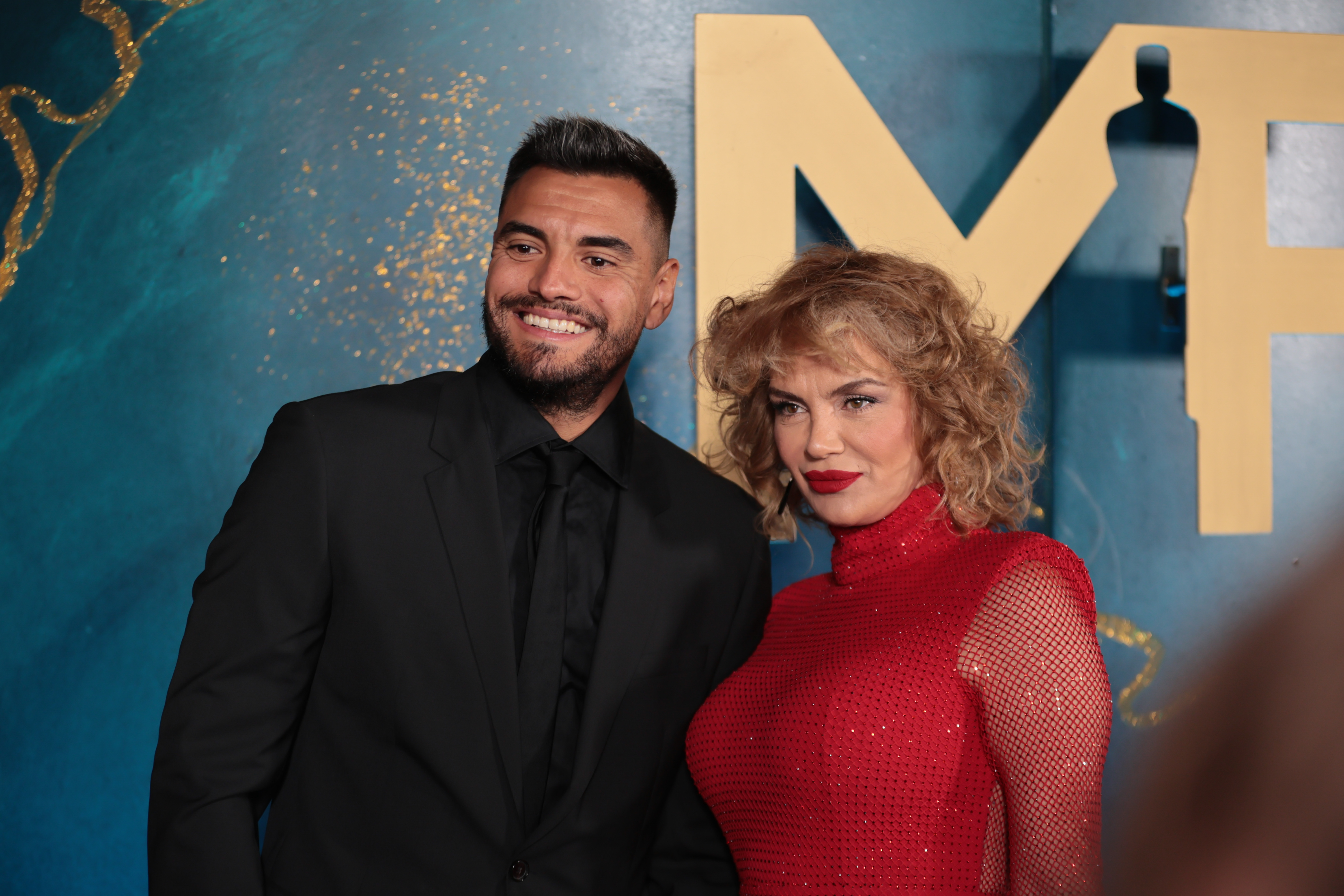 Martin Fierro prize Buenos Aires, Argentina - September 9, 2024: The Boca Juniors Goalkeeper Sergio Romero and Eliana...