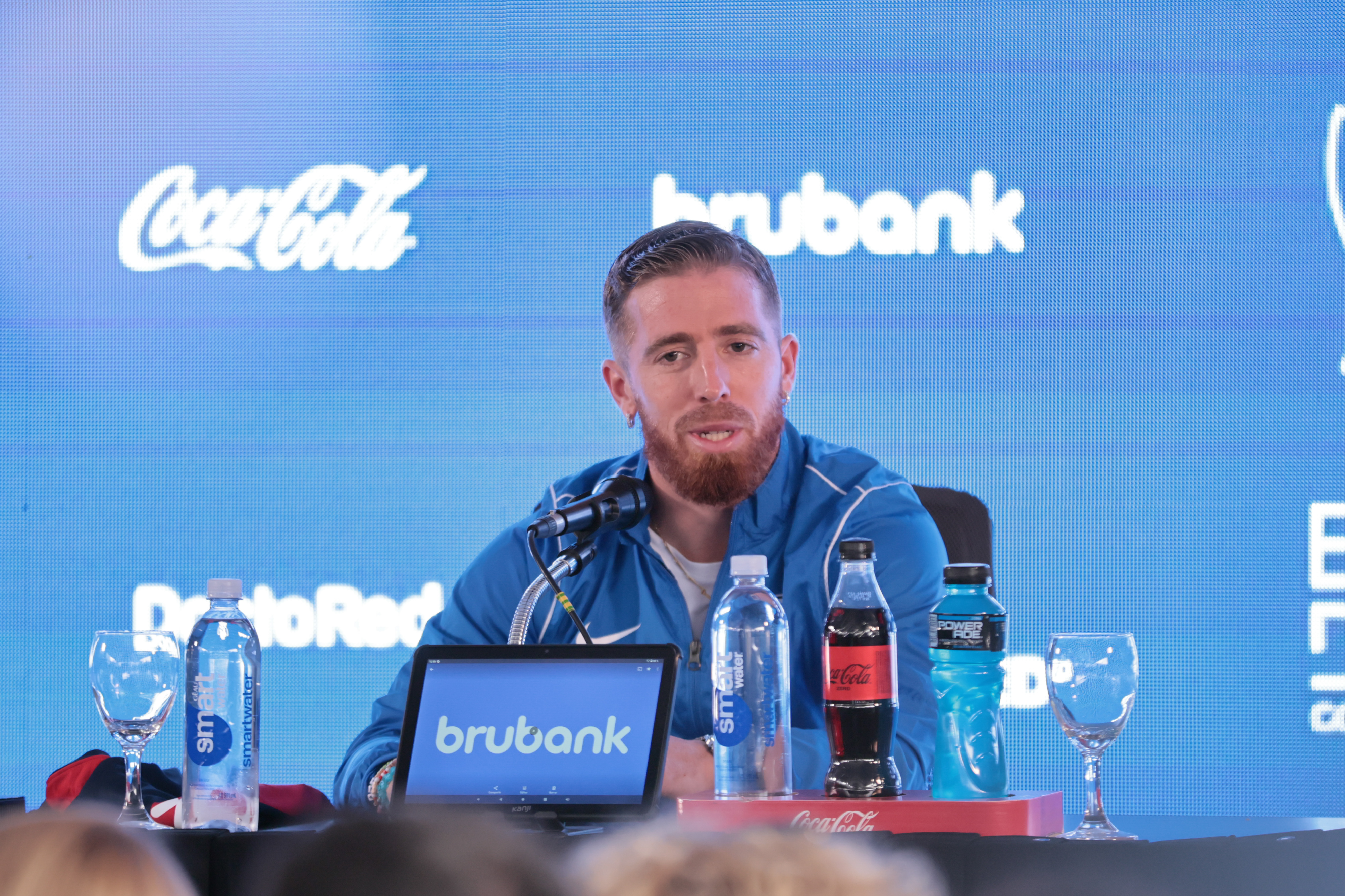 IKER MUNIAIN CONFERENCE Buenos Aires, Argentina - September 9, 2024: Spanish footballer Iker Muniain gives a press confer...