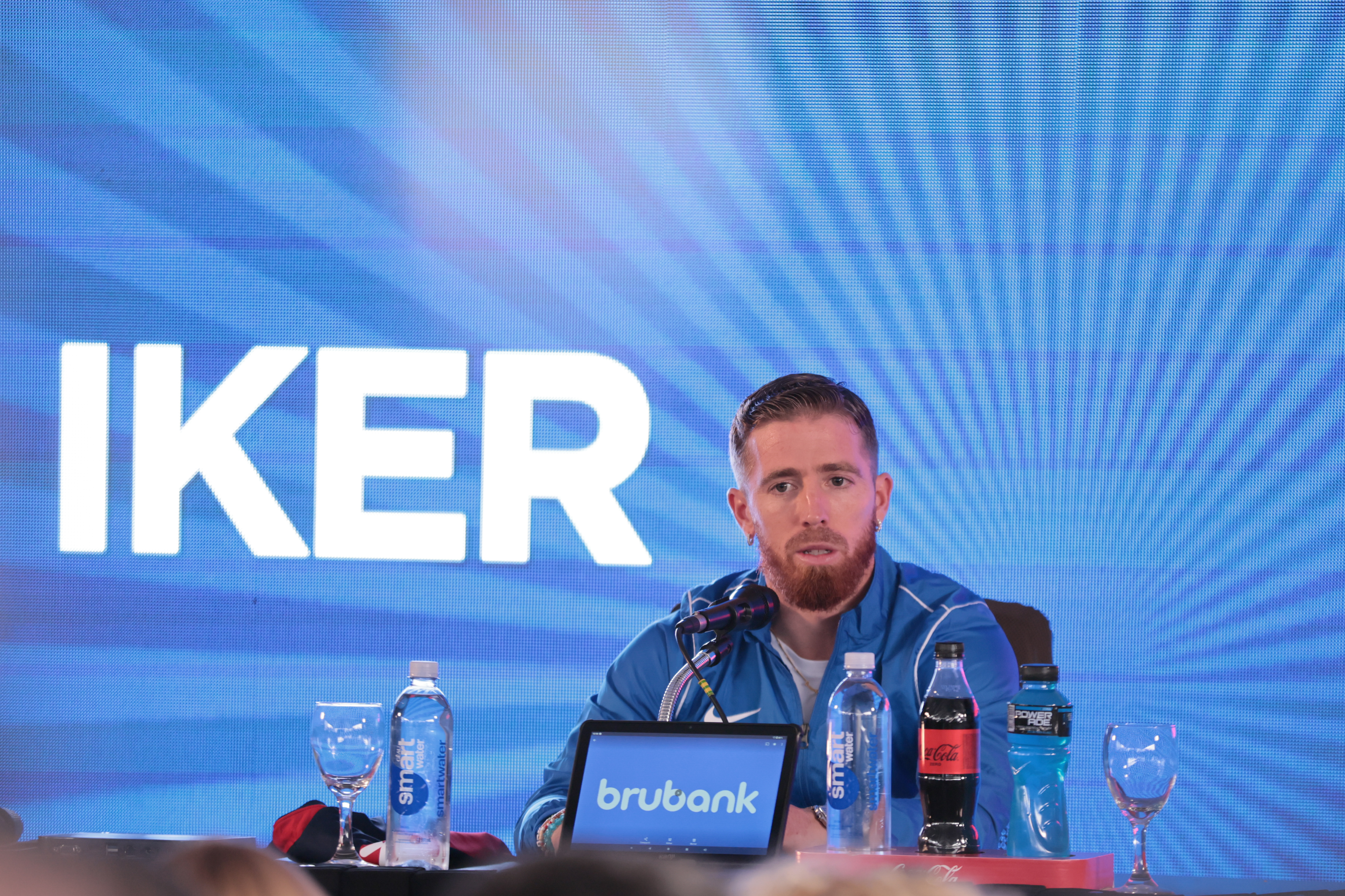 IKER MUNIAIN CONFERENCE Buenos Aires, Argentina - September 9, 2024: Spanish footballer Iker Muniain gives a press confer...