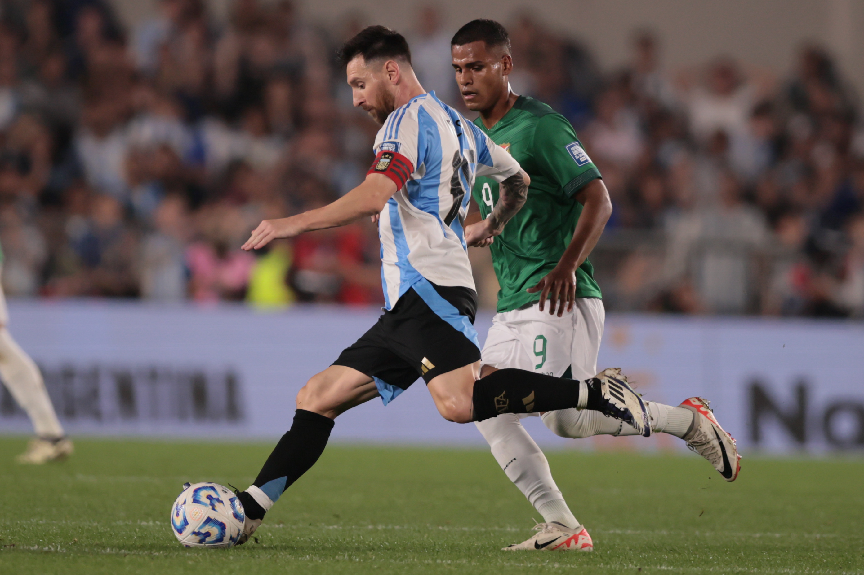 ARGENTINA- Argentina vs Bolivia FIFA qualifiers Argentina vs Bolívia Buenos Aires, Argentina - October 15, 2024: Led by Lionel Messi and with goals from Lautaro Martínez, Thiago Almada, and Julián Álvarez, the Argentine national football team defeated Bolivia 6-0 in a dominant performance. The victory keeps Argentina at the top of the South American World Cup qualifying table, showcasing their attacking power and tactical discipline. Messi's leadership on the pitch was instrumental in securing the overwhelming win. Photo: UNAR Photo