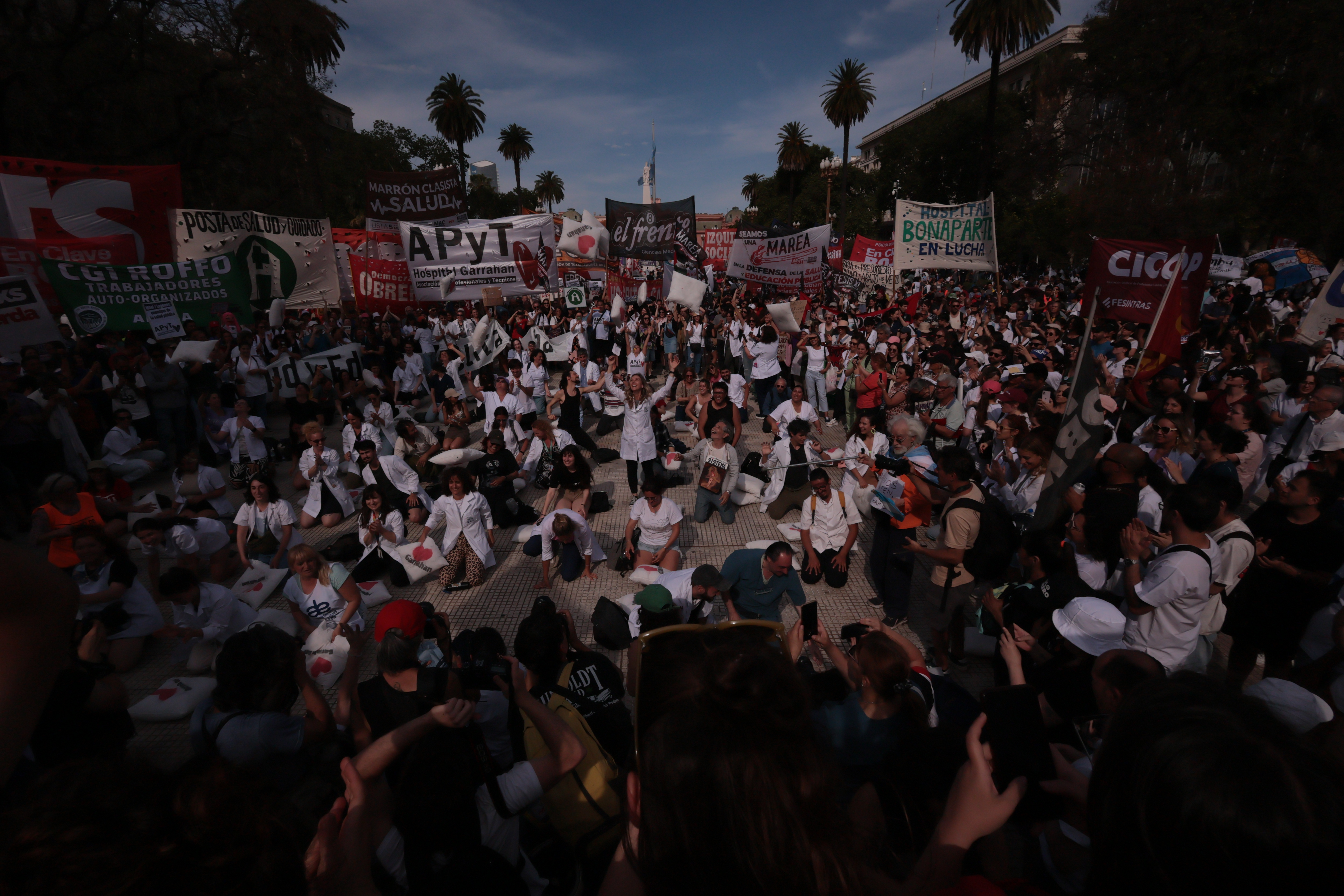 1000808882 Buenos Aires, Argentina - October 22, 2024: Teachers, healthcare workers, students, and professio...