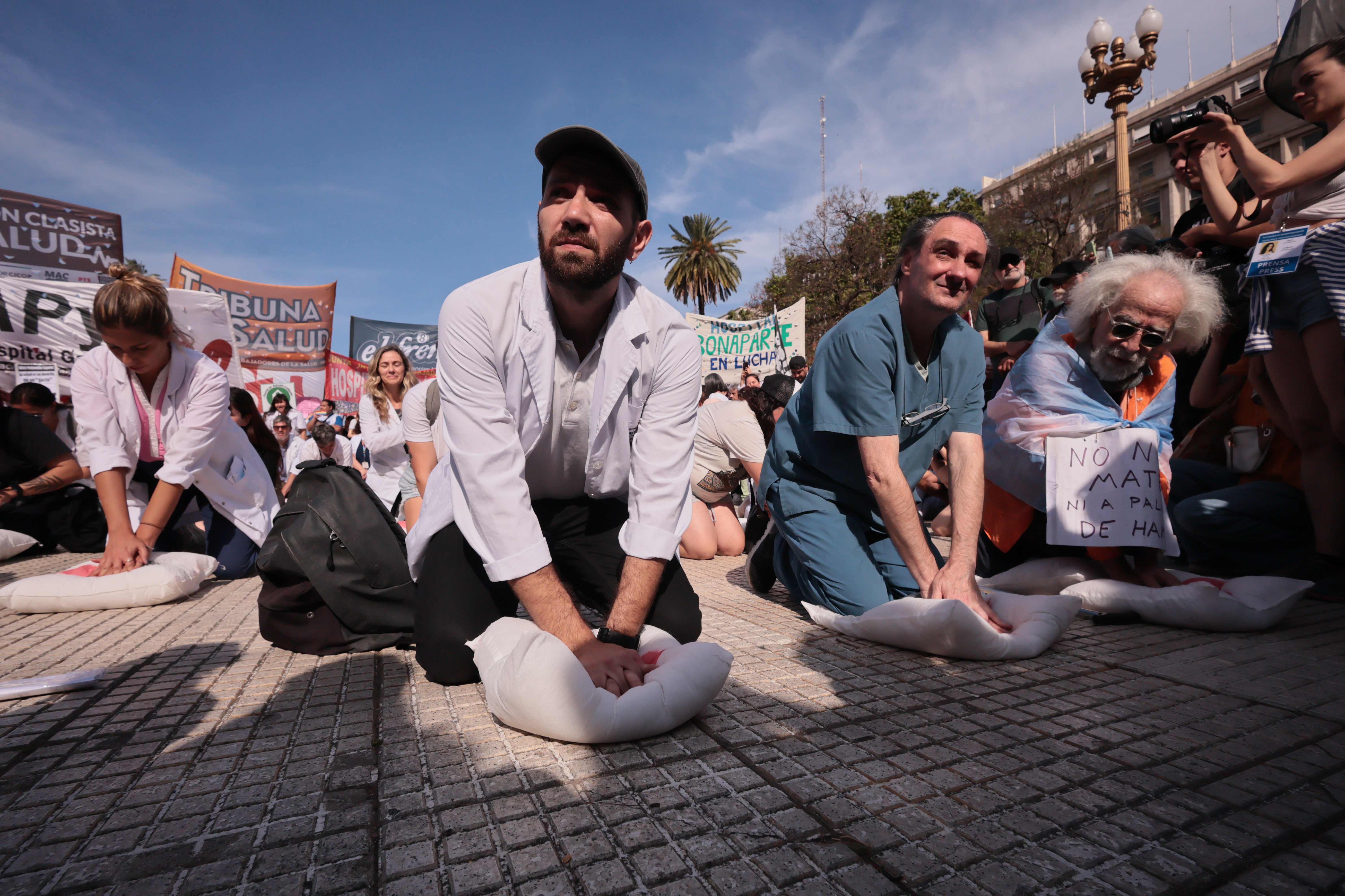 1000808884 Buenos Aires, Argentina - October 22, 2024: Teachers, healthcare workers, students, and professio...