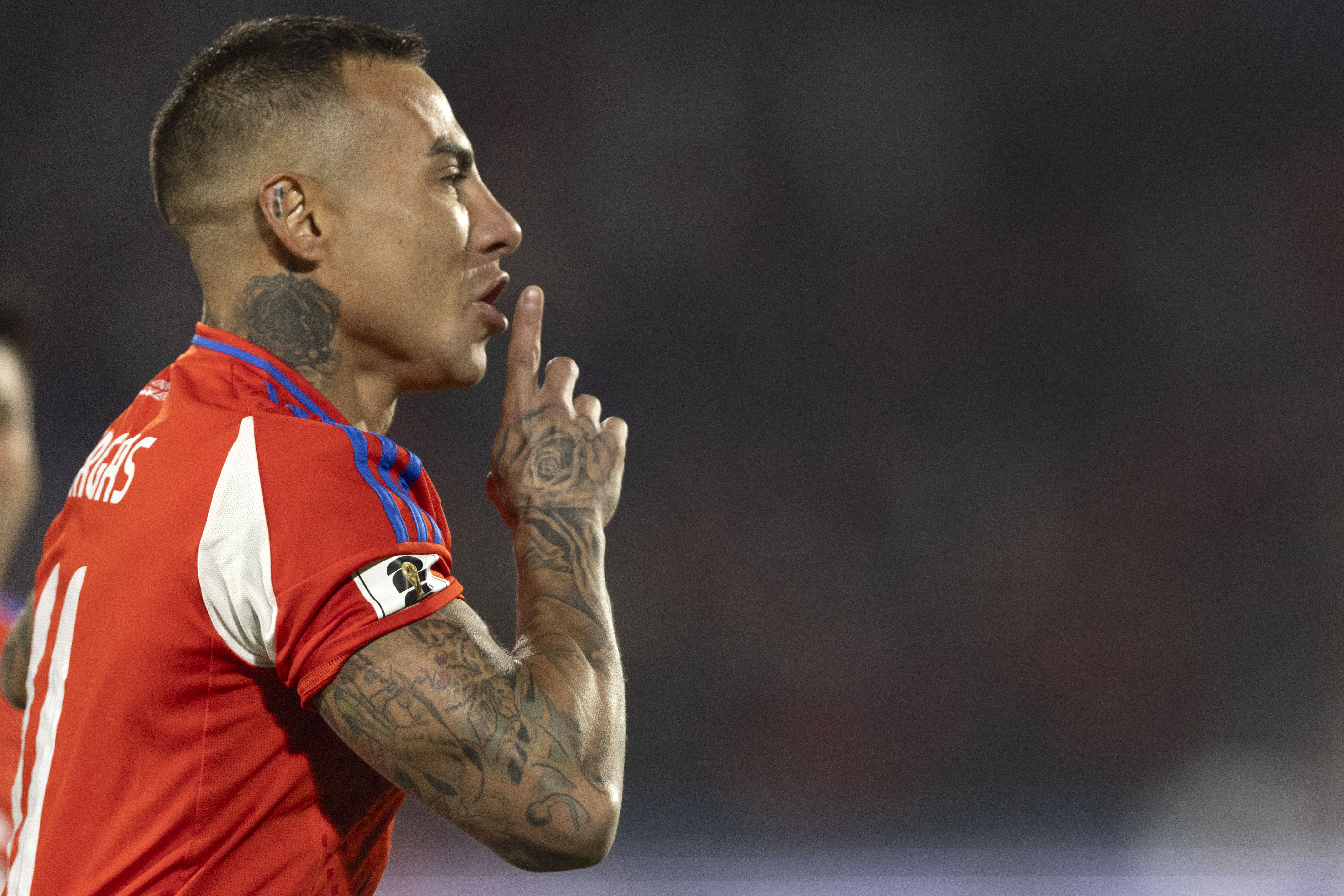 CHILE-X-BRASIL-9223 Santiago, Chile - oct, 10: Eduardo Vargas from Chile celebrates after score a goal today in The ...
