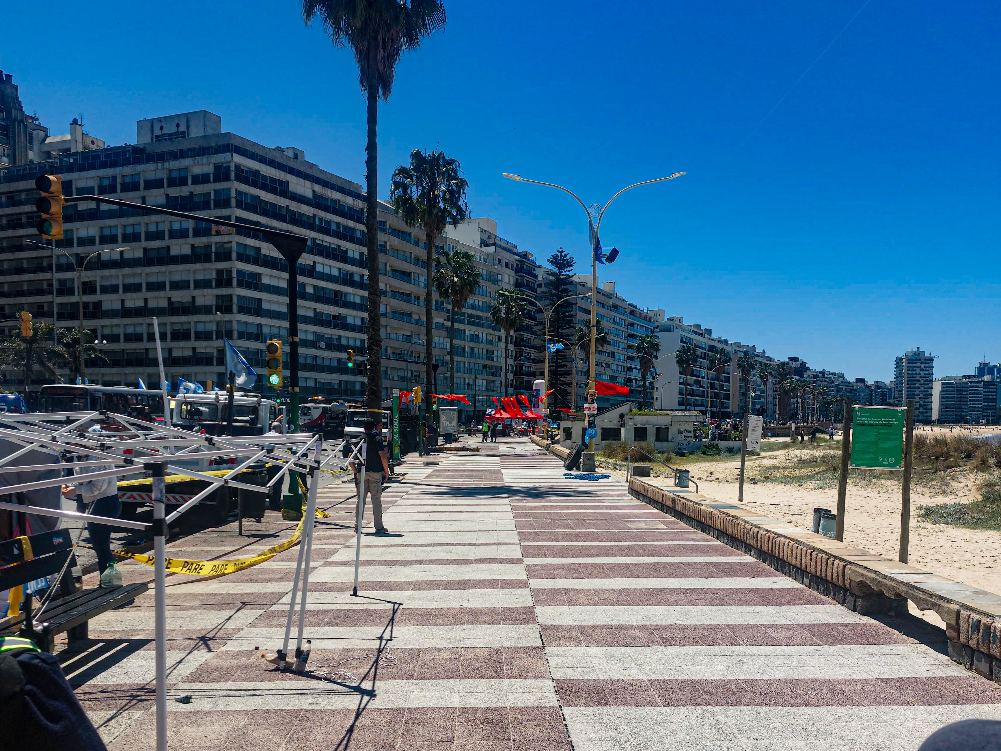 1000817300 Montevideo, Uruguay - October 26, 2024: An early morning accident sent a Cutcsa Line 121 bus into...