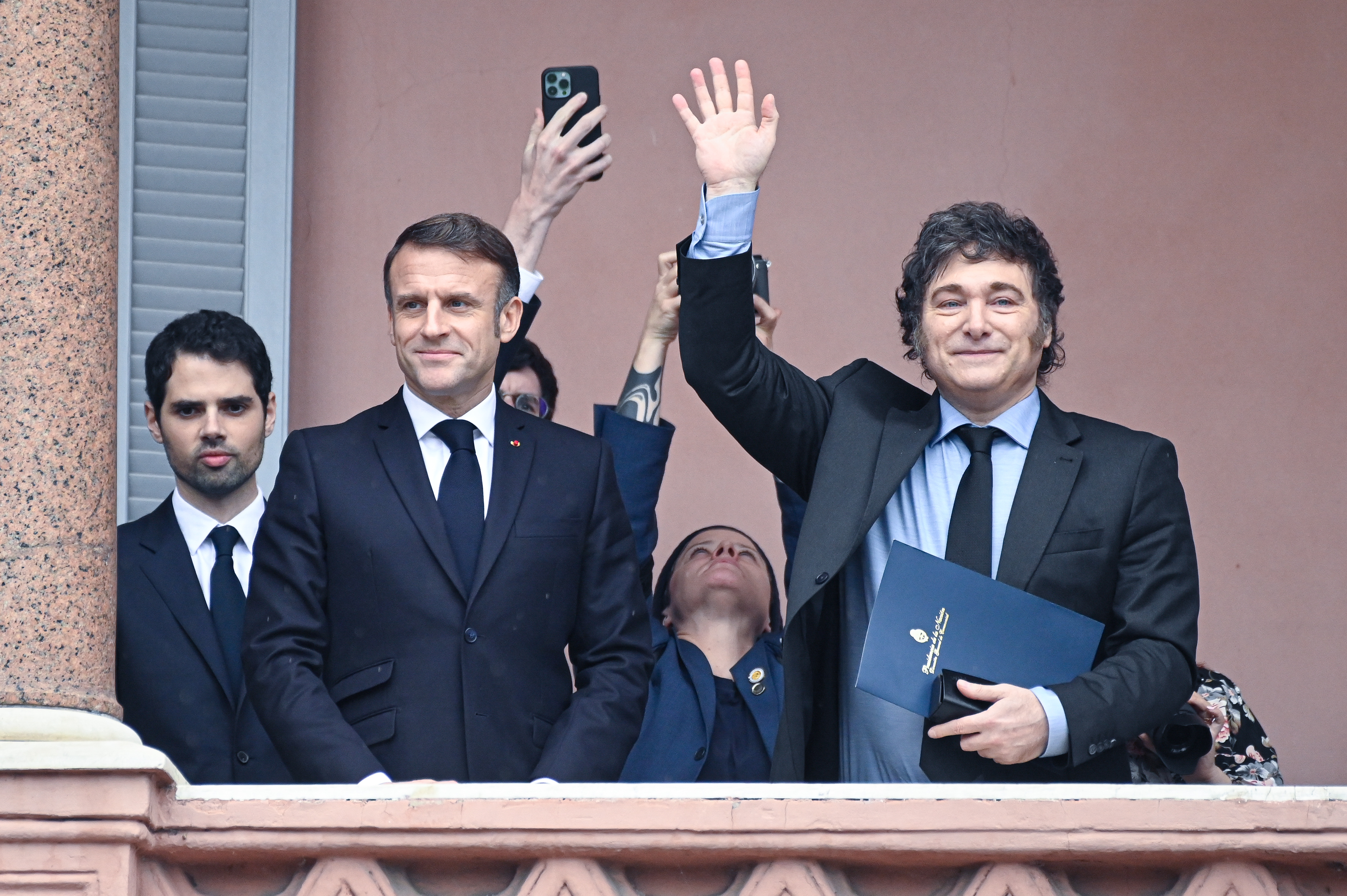 Buenos Aires, Argentina - November 17, 2024: French President Emmanuel Macron visits Argentina as...