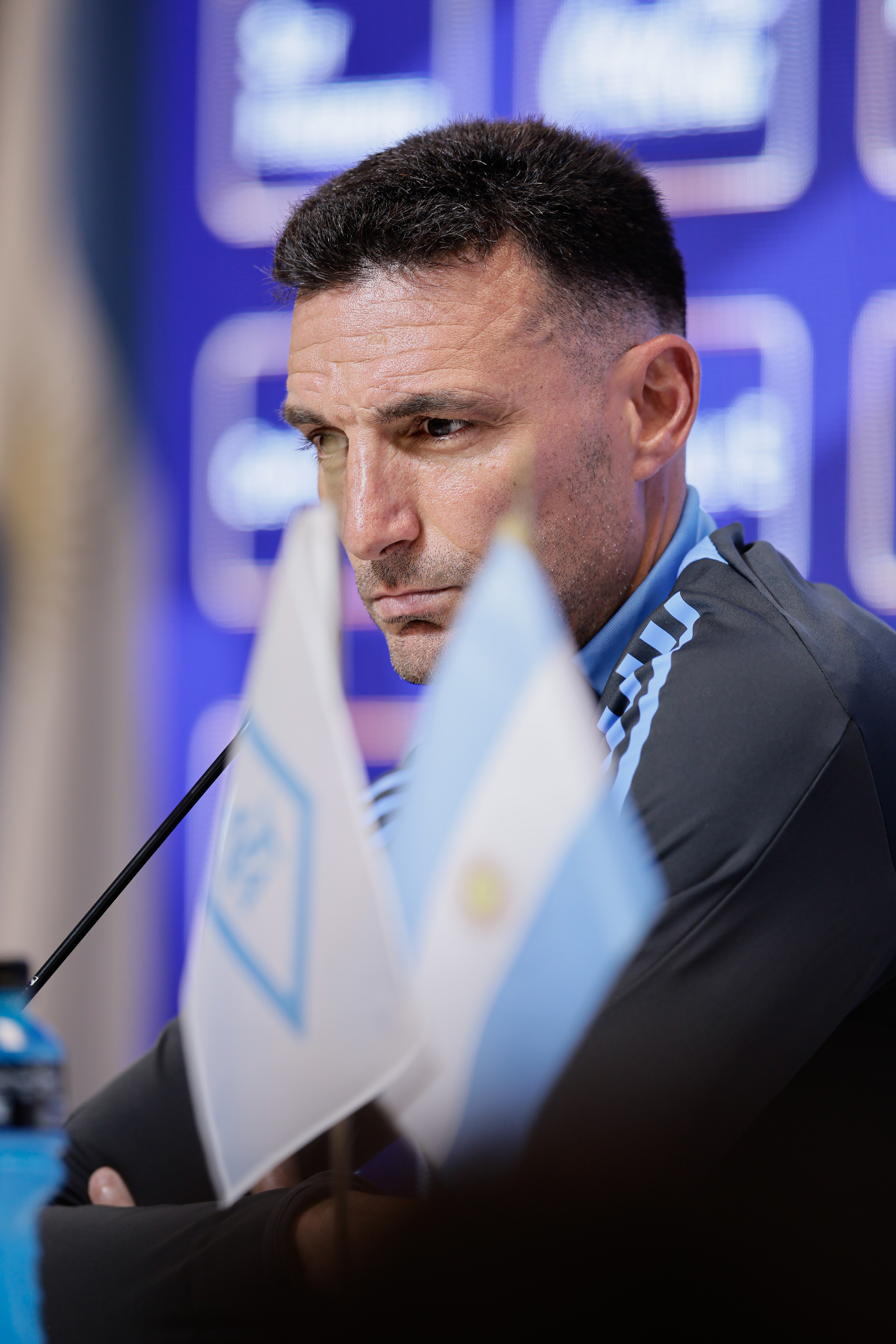 Lionel Scaloni Holds Press Conference Expressing Optimism Despite Recent Setback Against Paraguay Ezeiza, Argentina - November 18, 2024: Argentine national football team coach Lionel Scaloni addr...