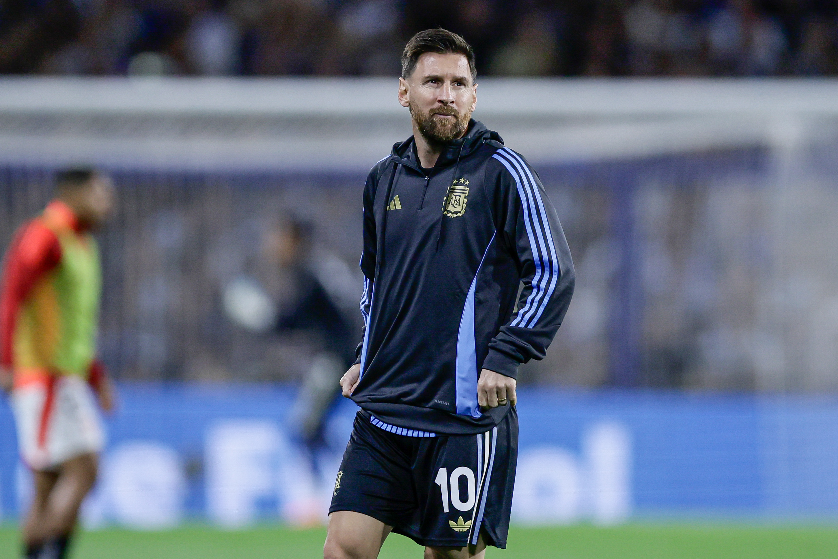 Lautaro Martinez’s Goal Secures Argentina's Victory and Maintains Top Spot Buenos Aires, Argentina - November 20, 2024: Lionel Messi making pre competitive work today befor...