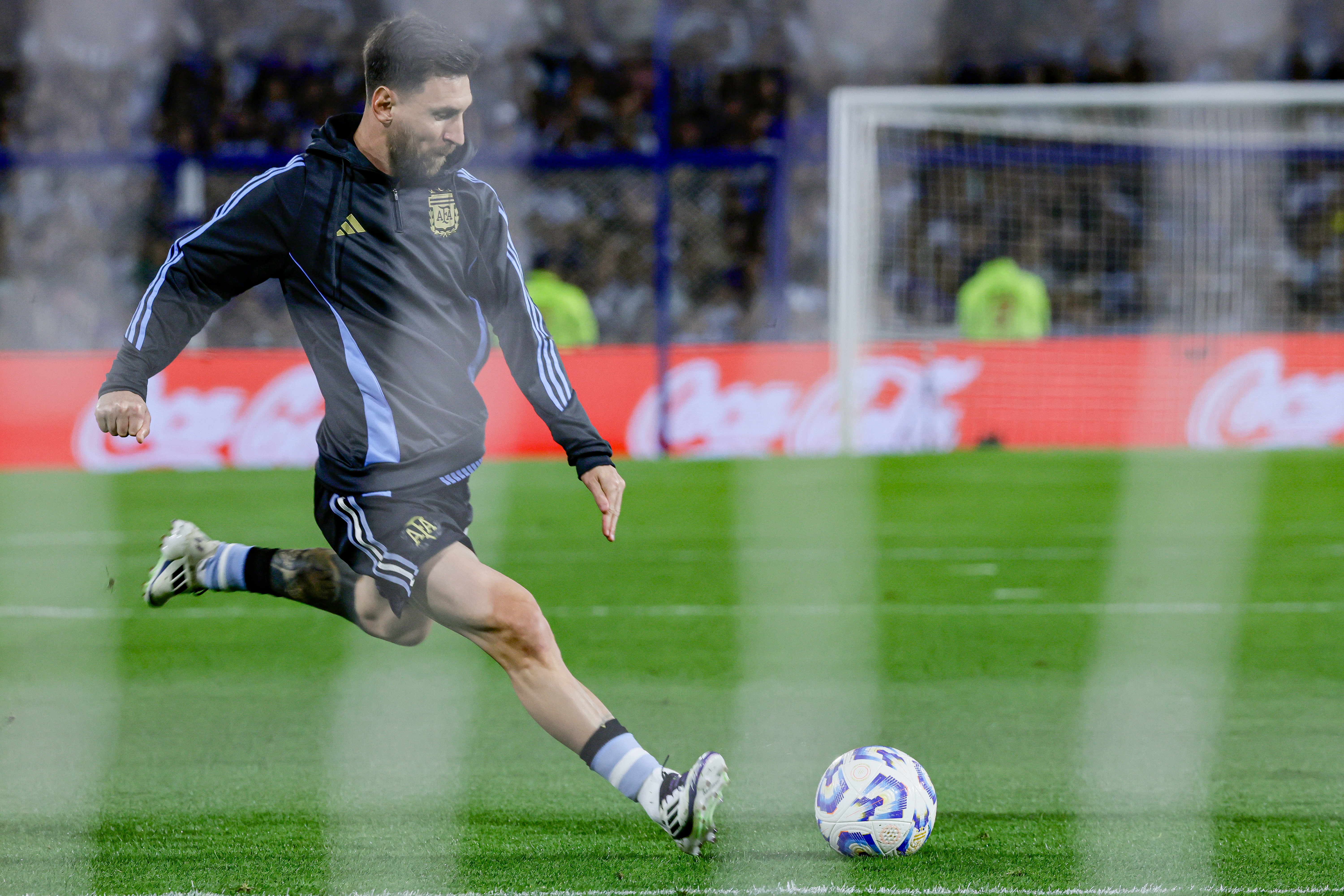 Lautaro Martinez’s Goal Secures Argentina's Victory and Maintains Top Spot Buenos Aires, Argentina - November 20, 2024: Lionel Messi making pre competitive work today befor...