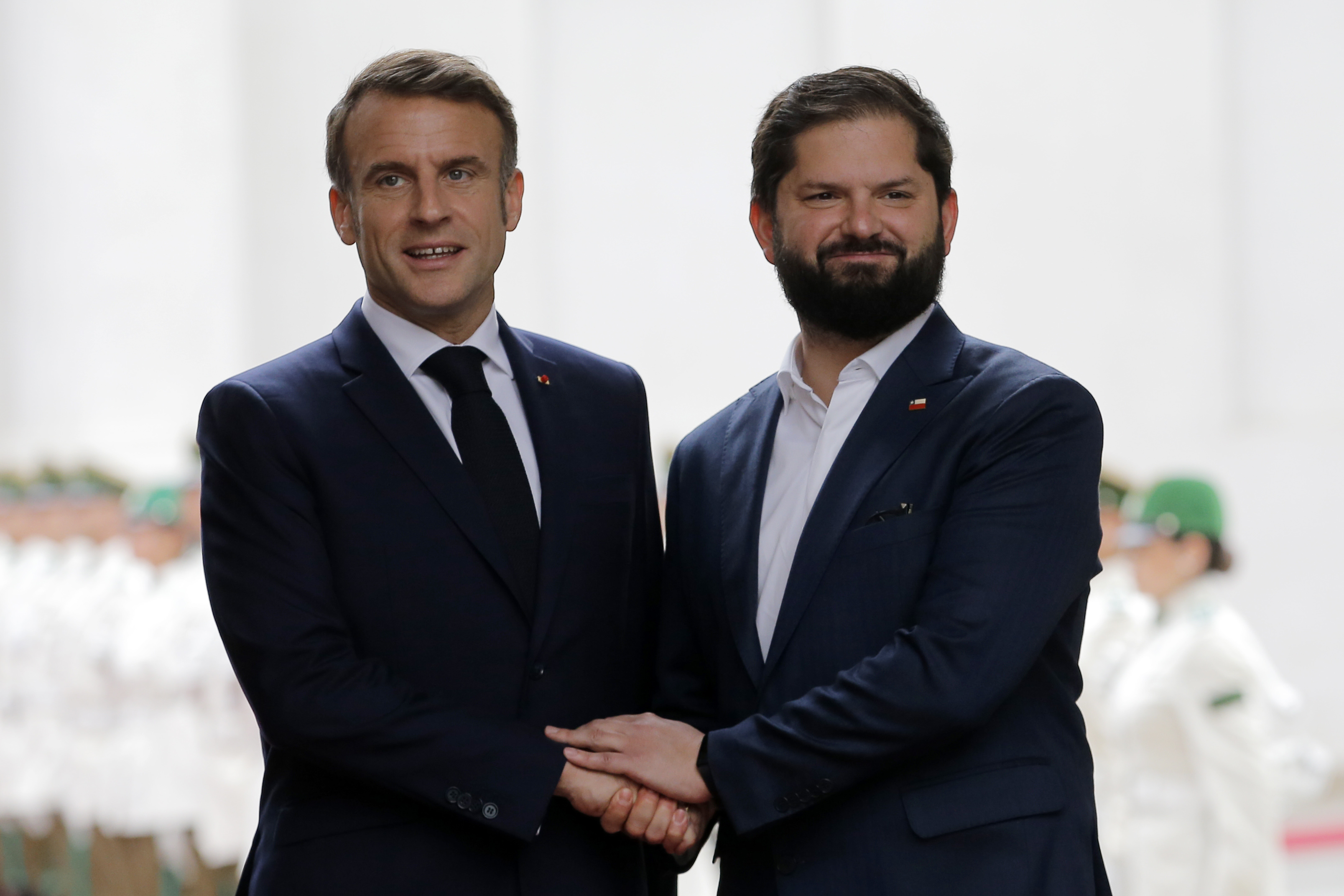 Macron and Boric Discuss Bilateral Cooperation in Santiago Santiago, Chile - November 20, 2024: French President Emmanuel Macron met with Chilean President ...