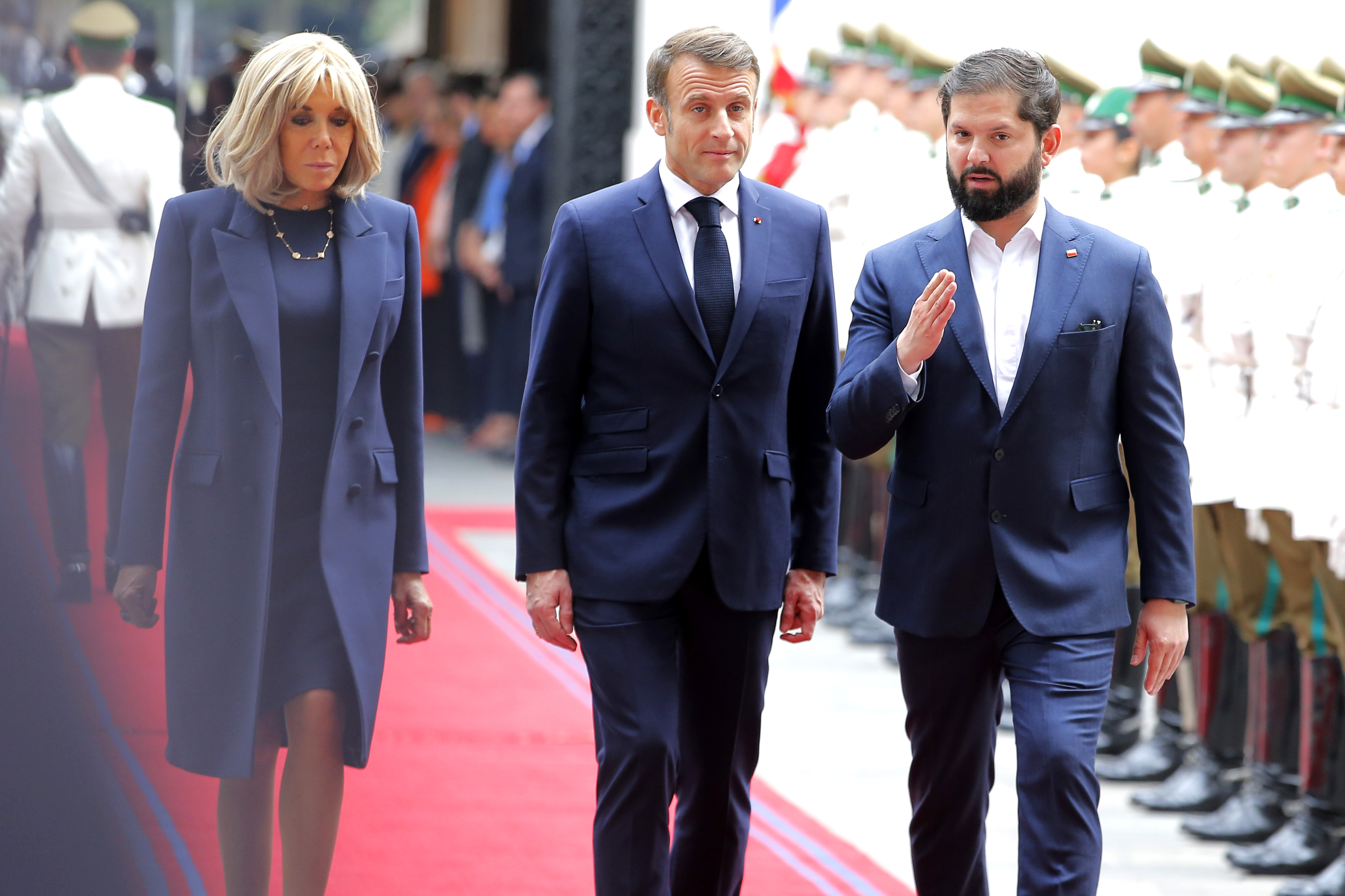 Santiago, Chile - November 20, 2024: French President Emmanuel Macron met with Chilean President ...