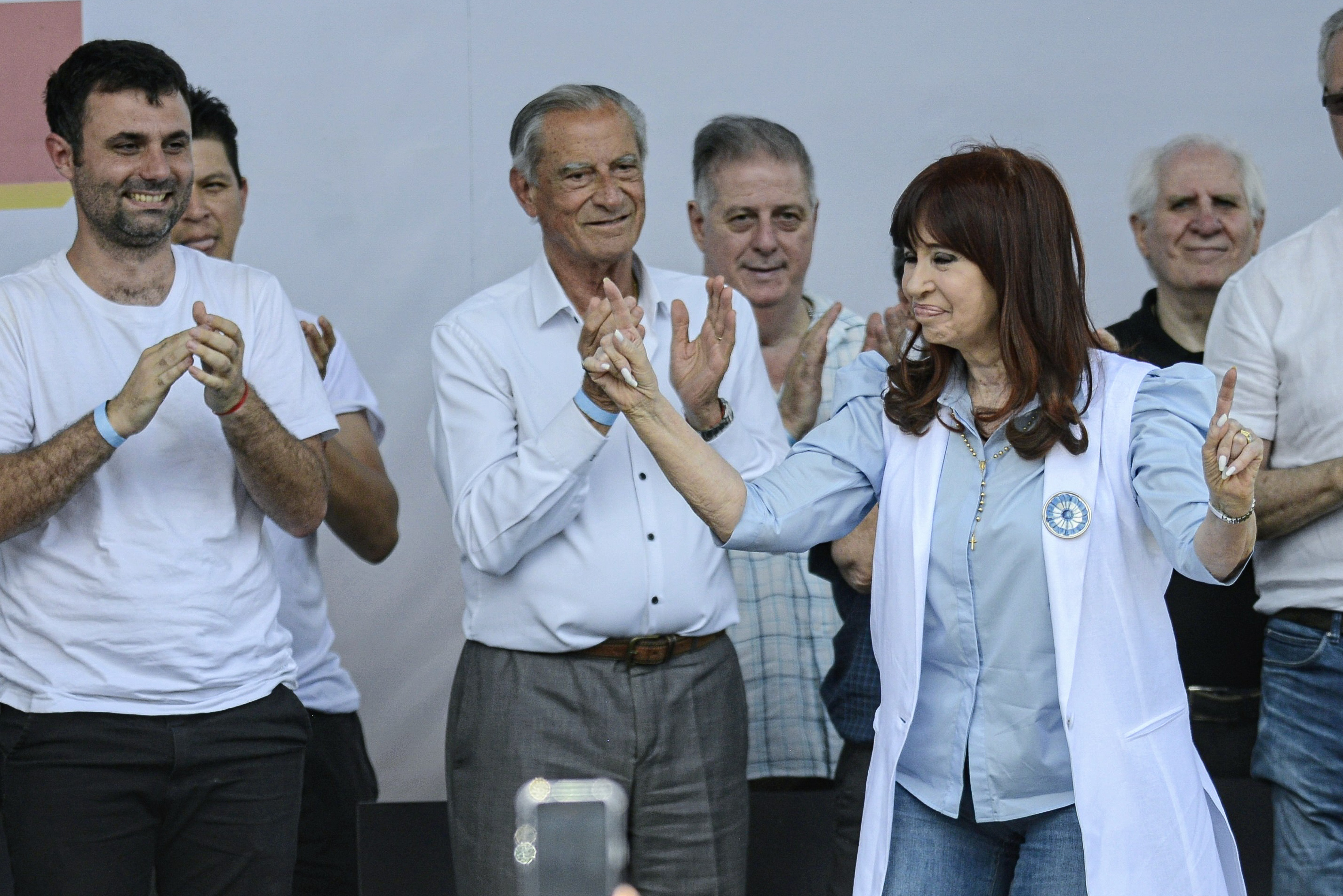 Argentina’s Former President Addresses Supporters in Key Political Gathering Rosario, Argentina - November 23, 2024: Former Argentine President and current political figure C...