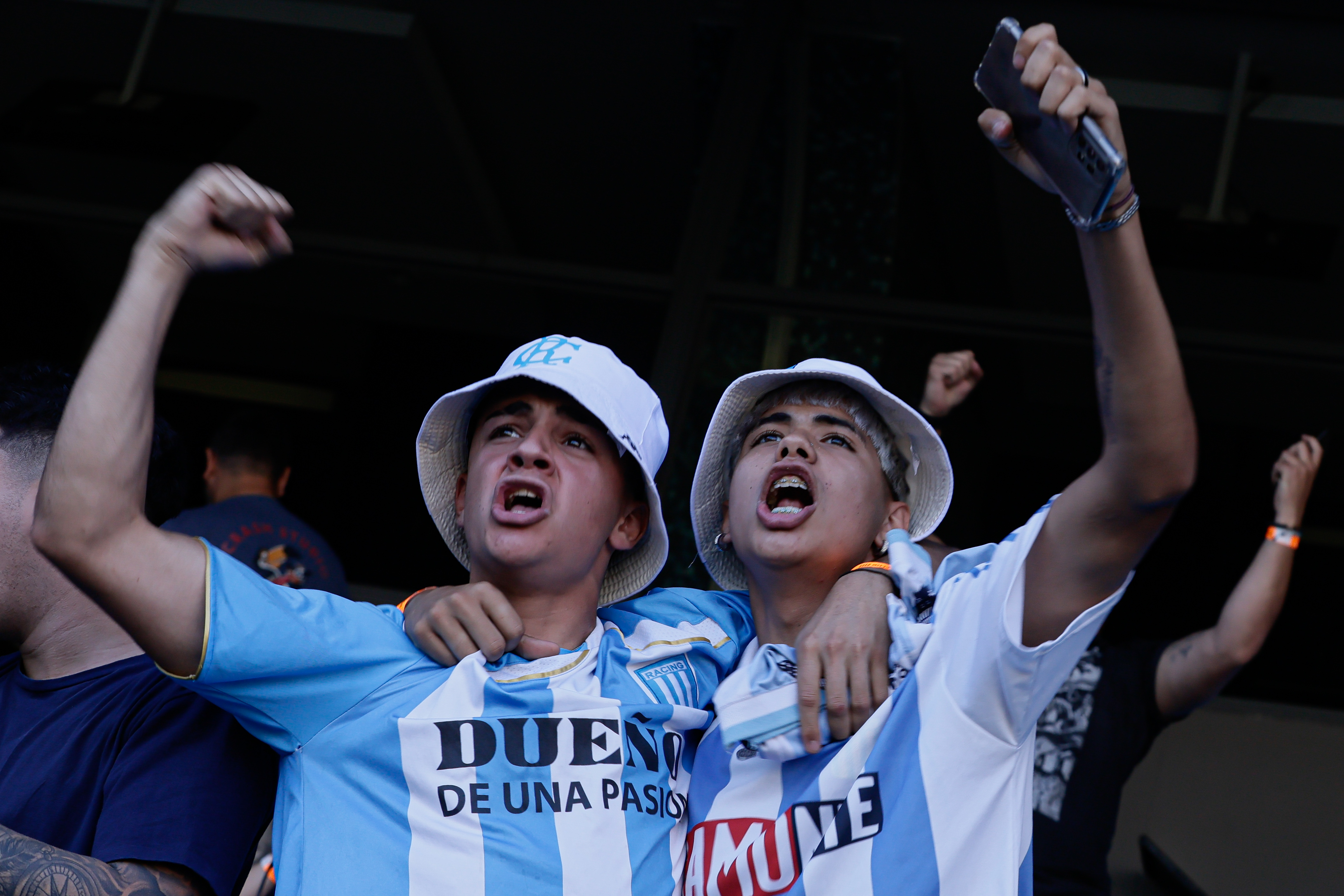 Supporters of Racing Club Unite at Estadio Presidente Perón Avellaneda, Argentina - November 23, 2024: Fans of Racing Club de Avellaneda gather at the Estadi...