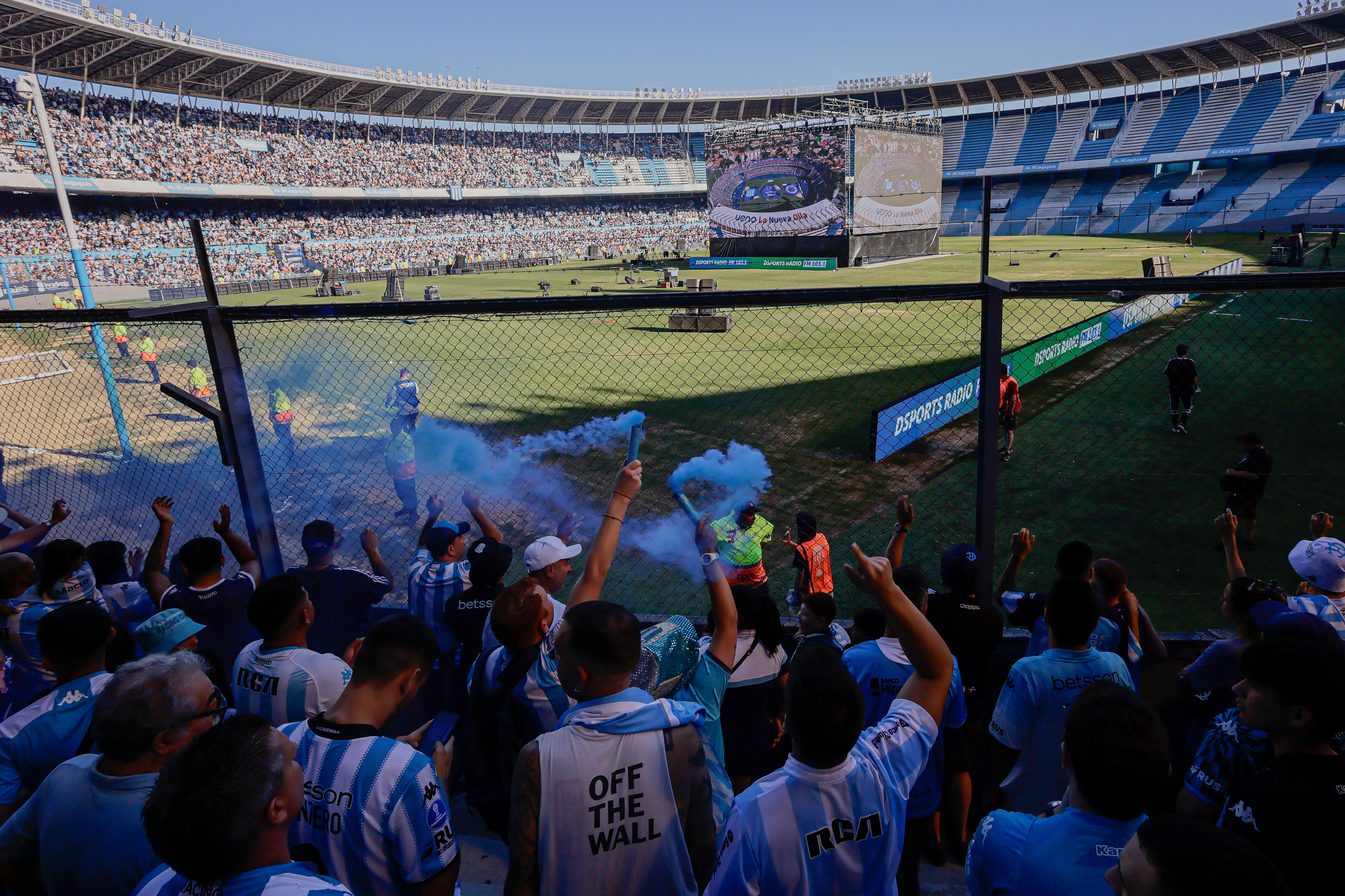 Supporters of Racing Club Unite at Estadio Presidente Perón Avellaneda, Argentina - November 23, 2024: Fans of Racing Club de Avellaneda gather at the Estadi...