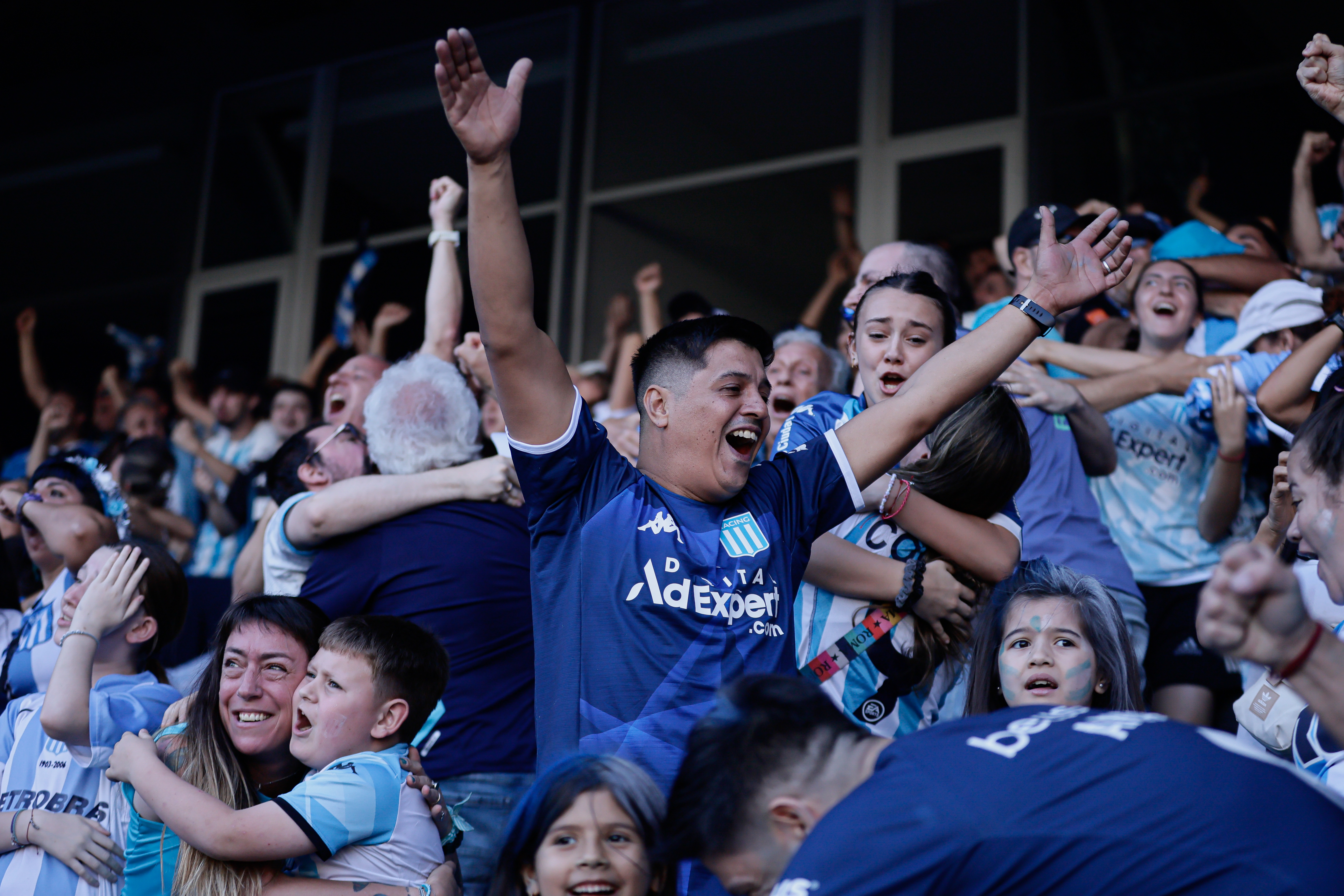 Avellaneda, Argentina - November 23, 2024: Fans of Racing Club de Avellaneda gather at the Estadi...