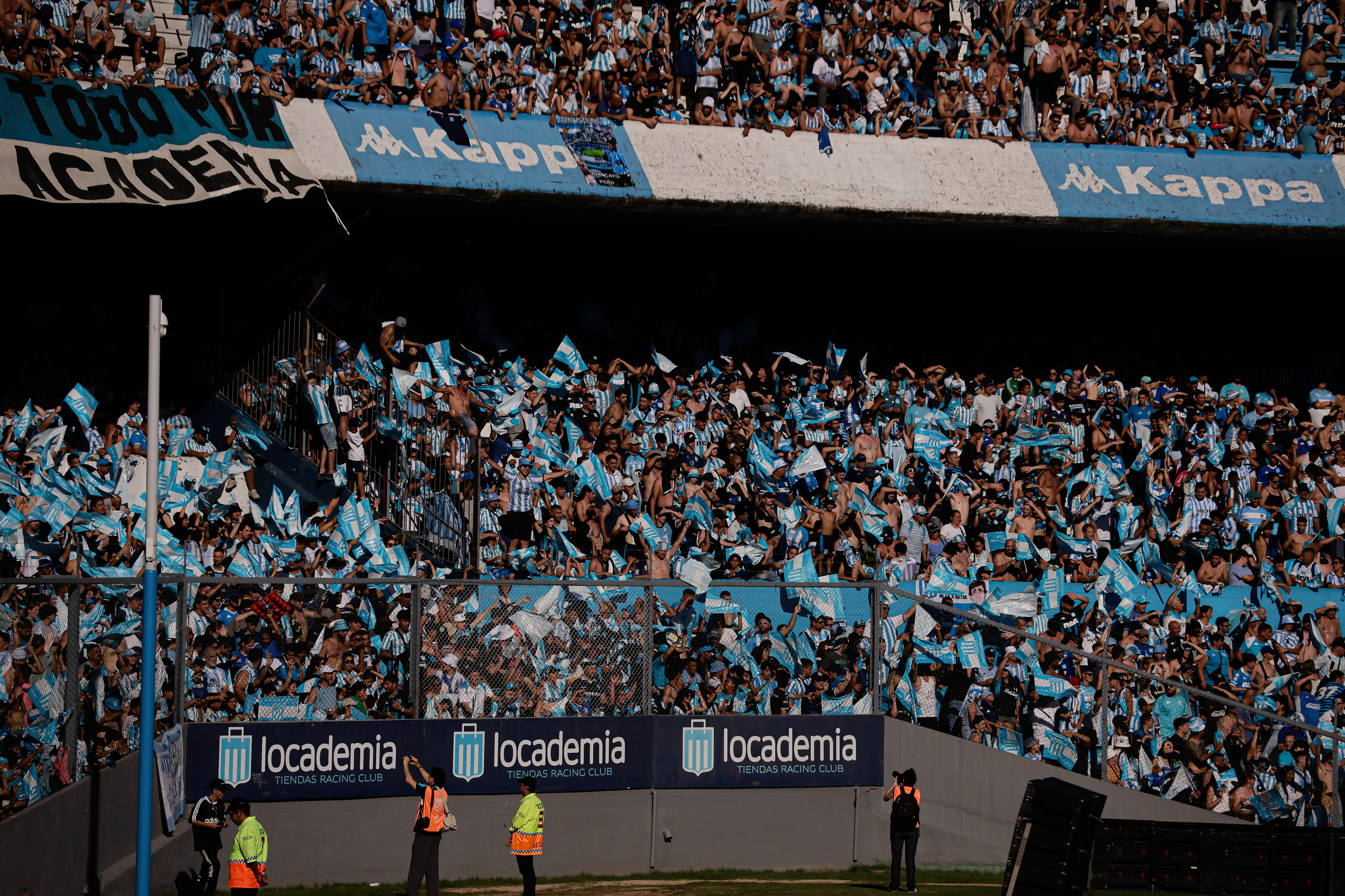 Avellaneda, Argentina - November 23, 2024: Fans of Racing Club de Avellaneda gather at the Estadi...