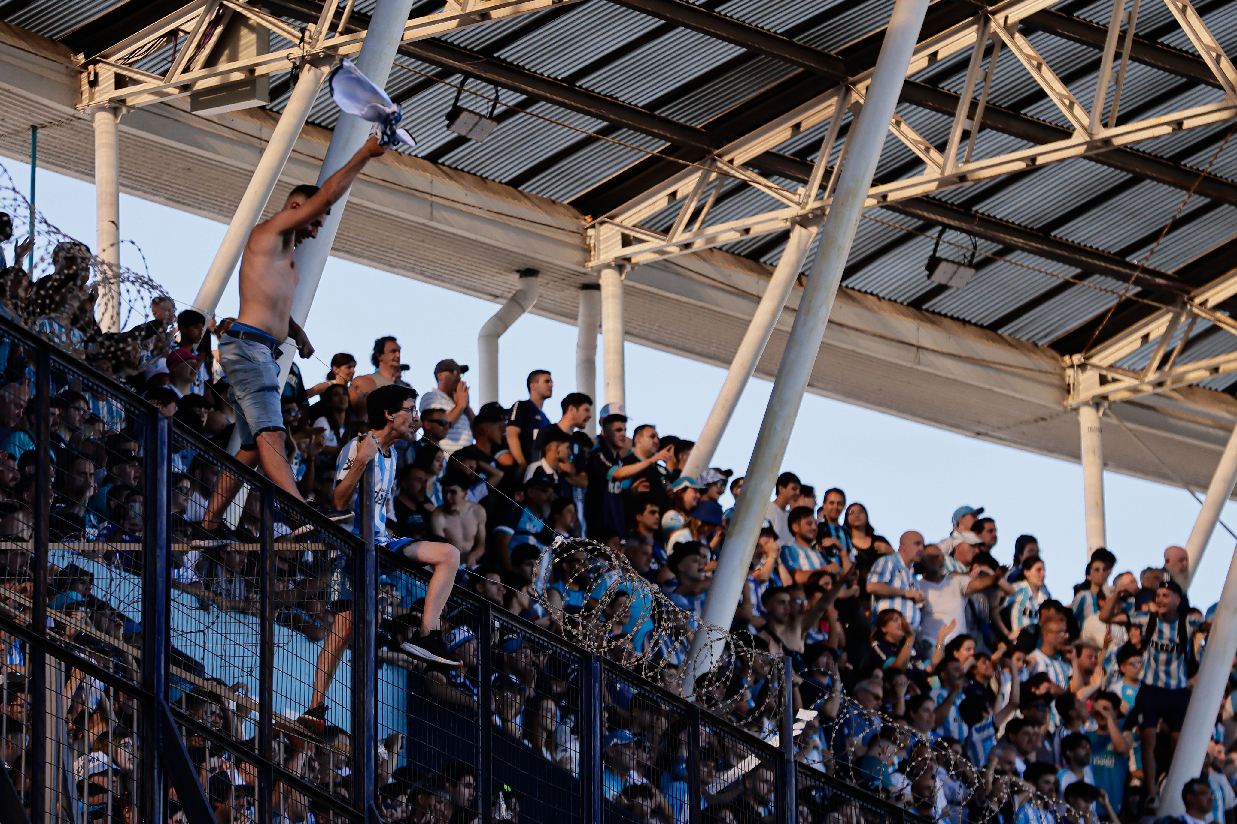 Avellaneda, Argentina - November 23, 2024: Fans of Racing Club de Avellaneda gather at the Estadi...