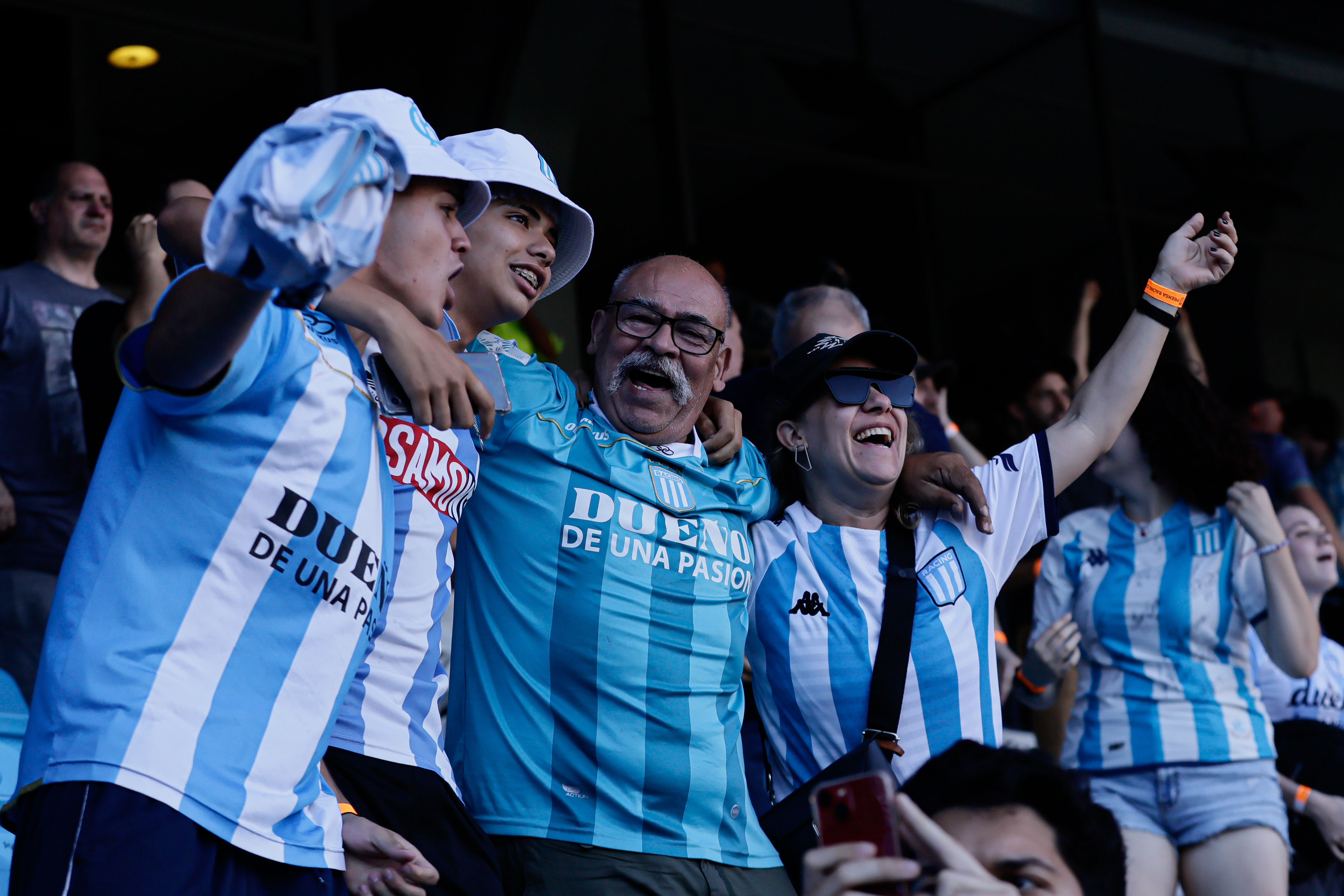 Supporters of Racing Club Unite at Estadio Presidente Perón Avellaneda, Argentina - November 23, 2024: Fans of Racing Club de Avellaneda gather at the Estadi...