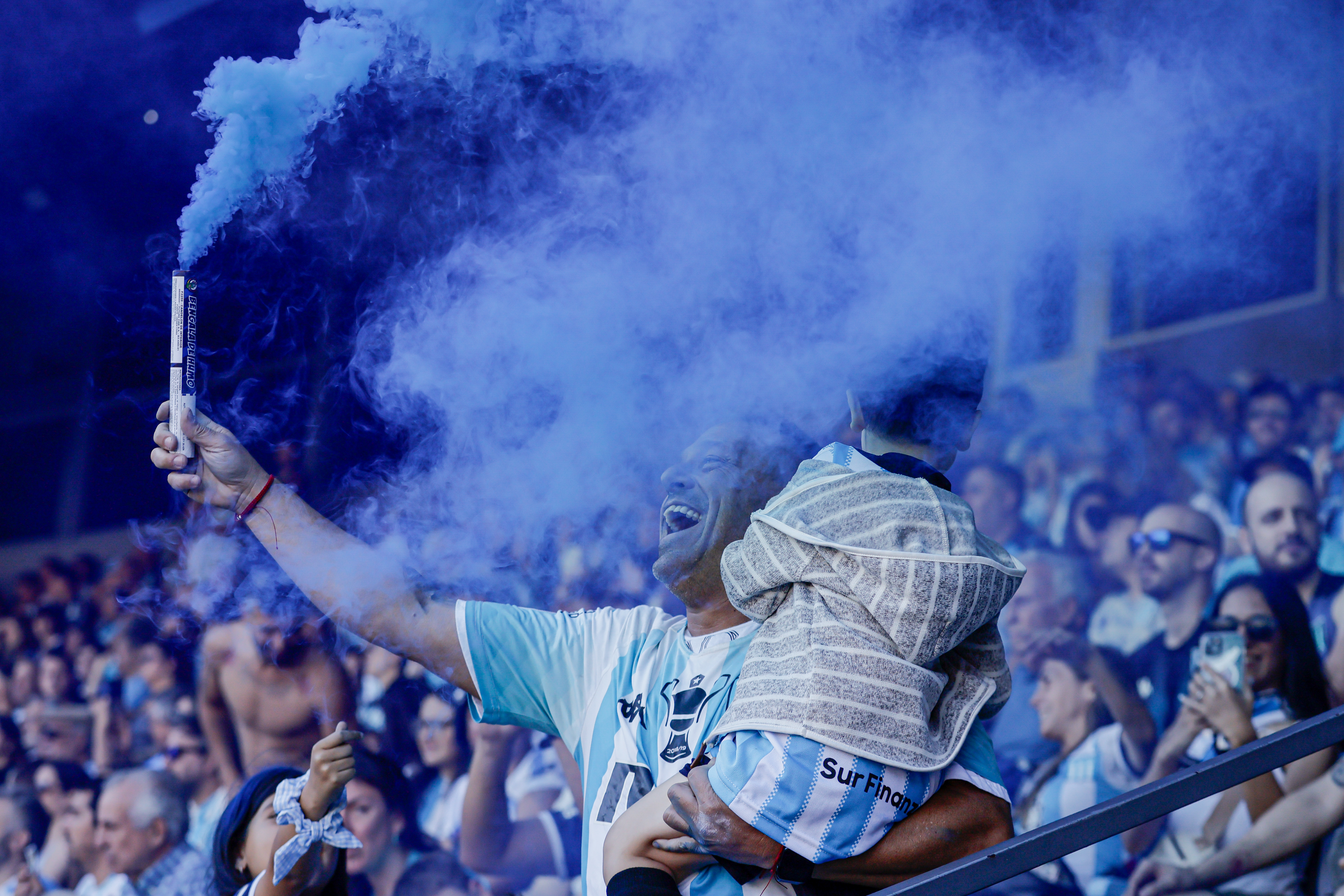 Supporters of Racing Club Unite at Estadio Presidente Perón Avellaneda, Argentina - November 23, 2024: Fans of Racing Club de Avellaneda gather at the Estadi...