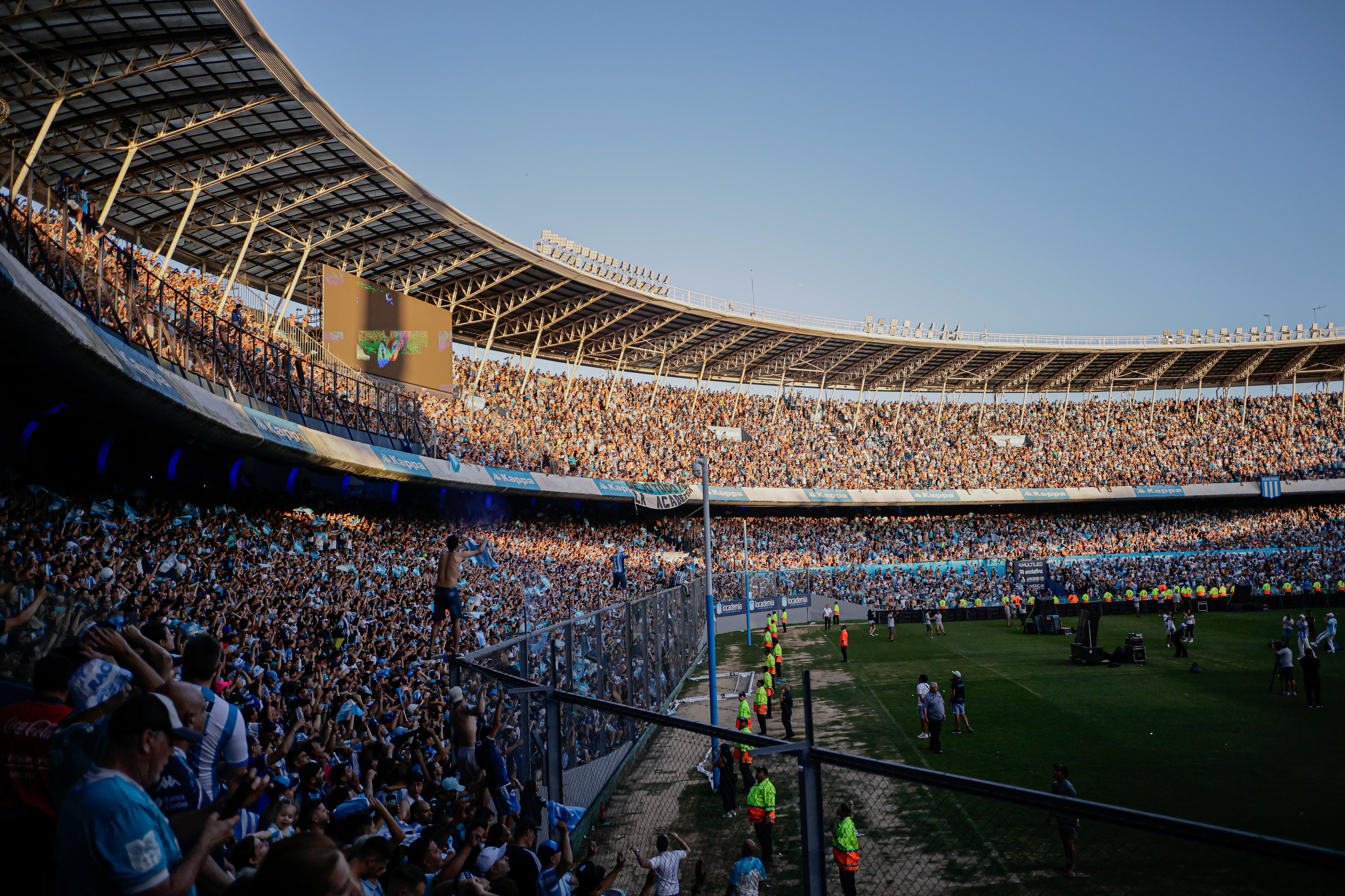 Supporters of Racing Club Unite at Estadio Presidente Perón Avellaneda, Argentina - November 23, 2024: Fans of Racing Club de Avellaneda gather at the Estadi...