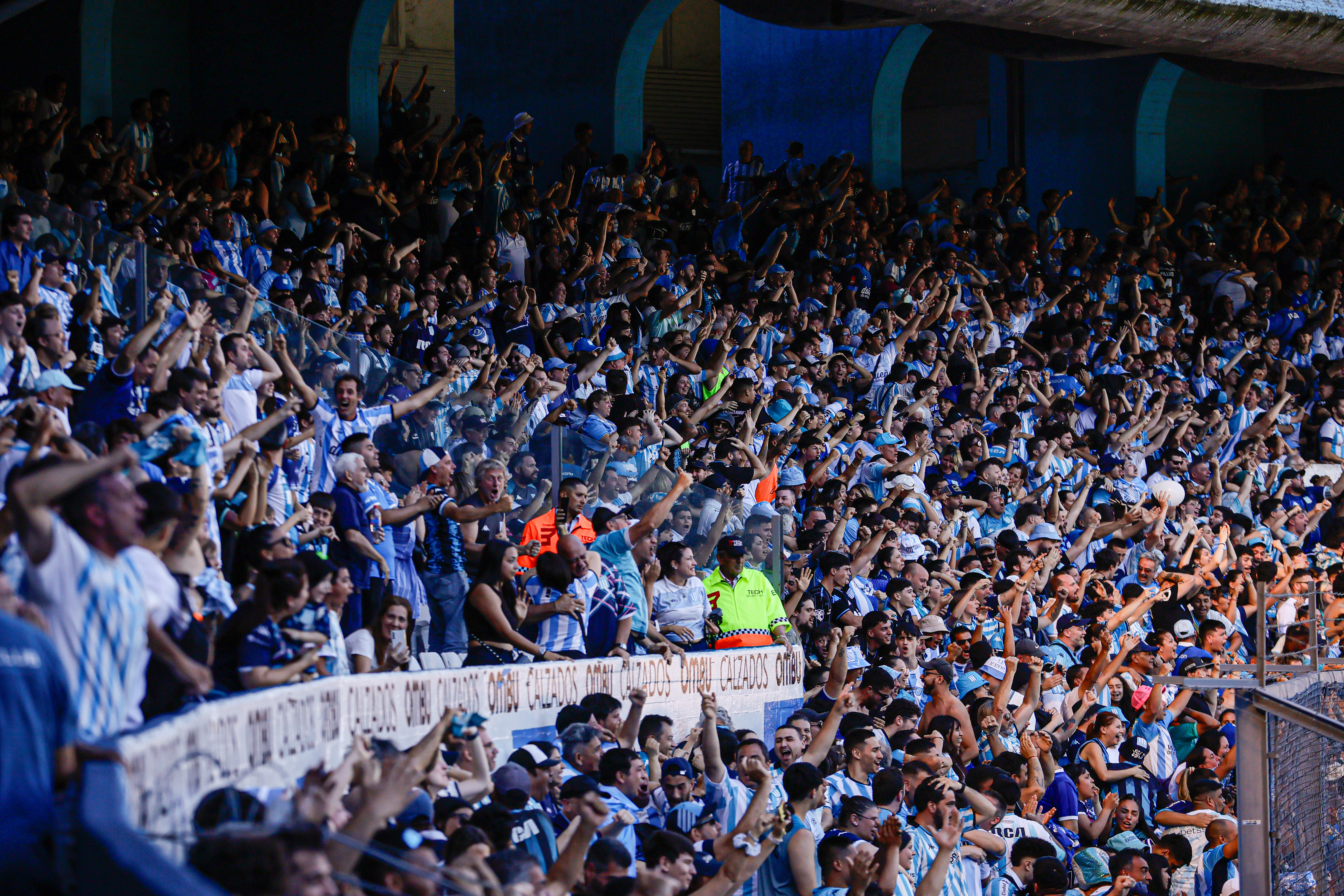 Avellaneda, Argentina - November 23, 2024: Fans of Racing Club de Avellaneda gather at the Estadi...