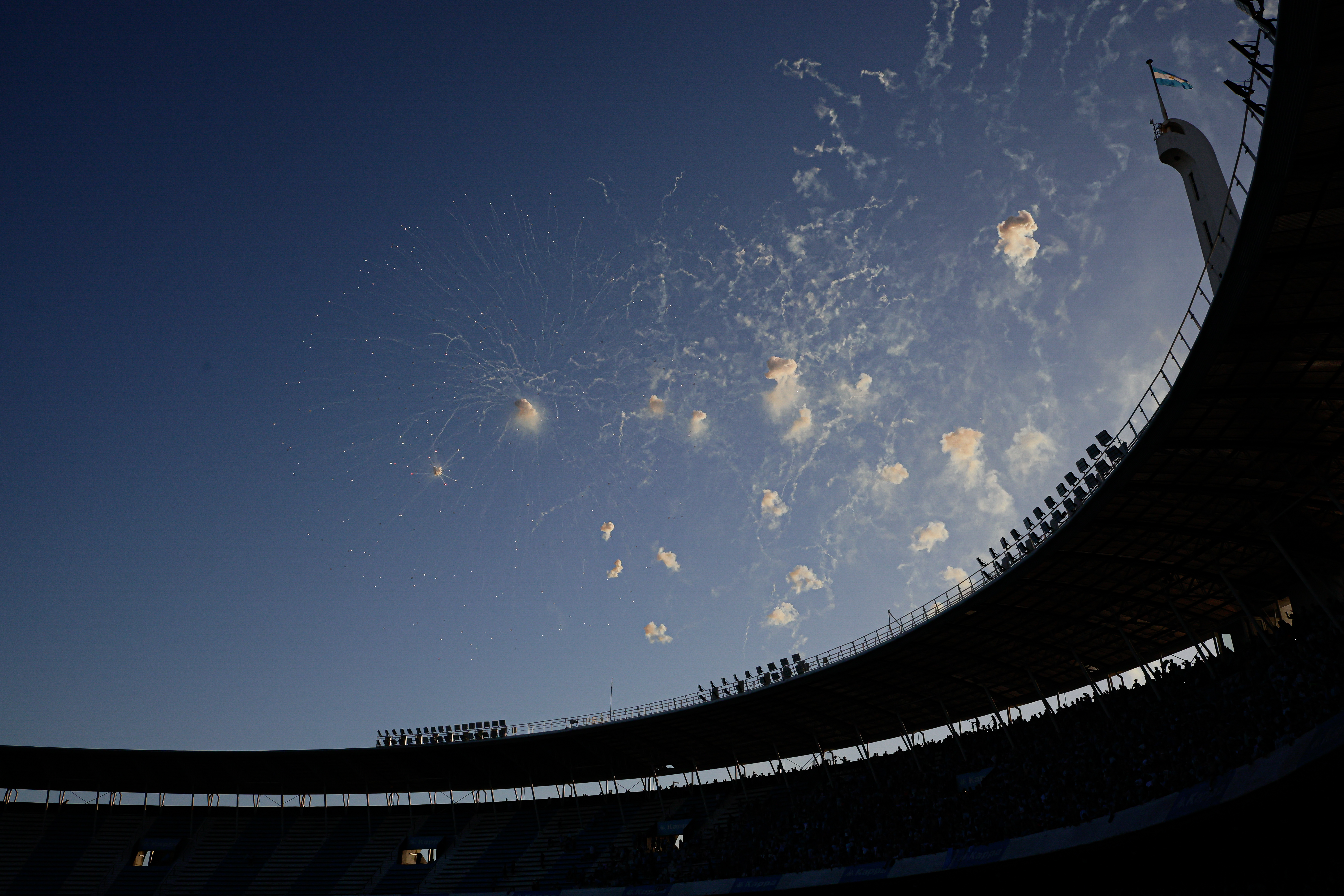 Avellaneda, Argentina - November 23, 2024: Fans of Racing Club de Avellaneda gather at the Estadi...