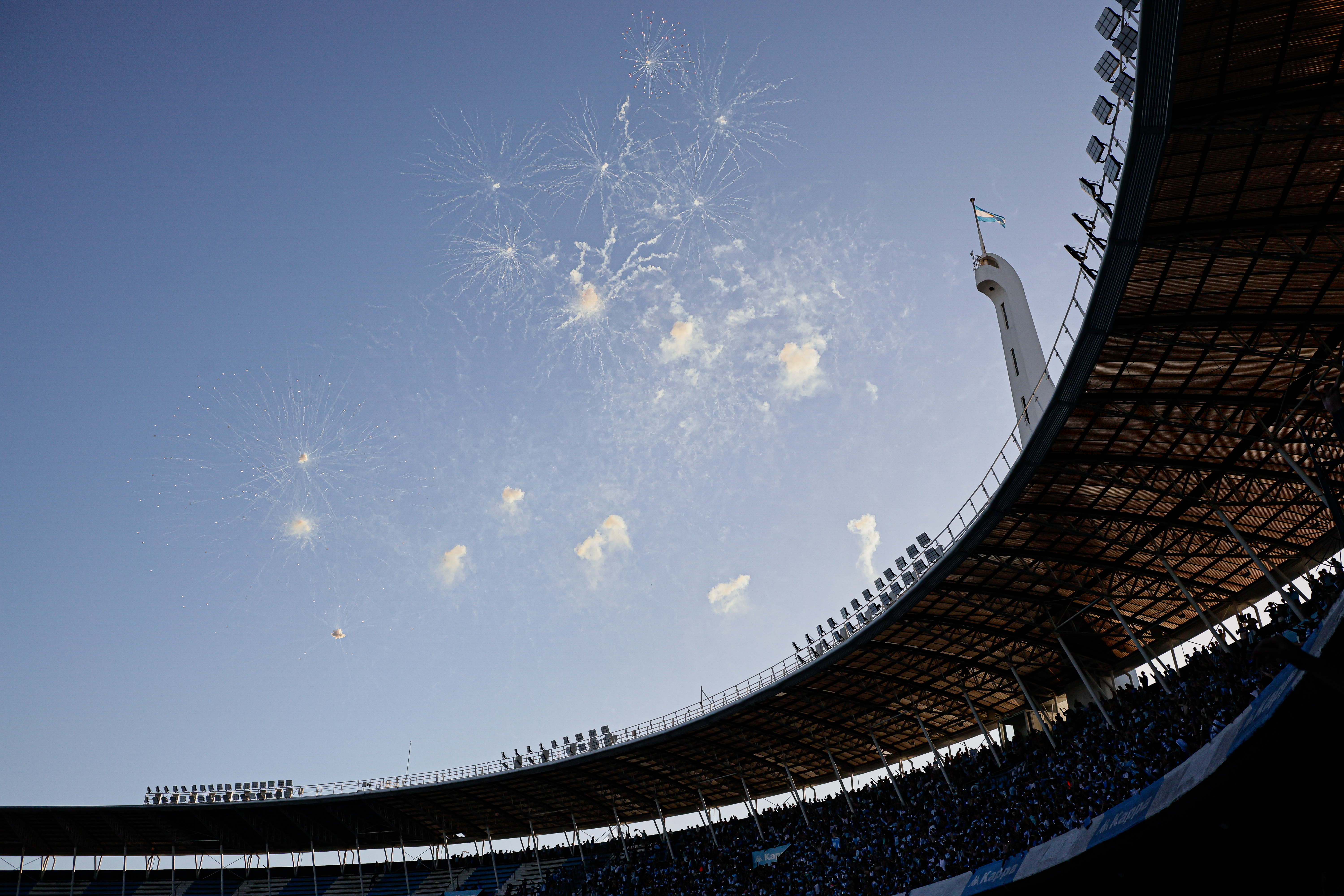 Supporters of Racing Club Unite at Estadio Presidente Perón Avellaneda, Argentina - November 23, 2024: Fans of Racing Club de Avellaneda gather at the Estadi...