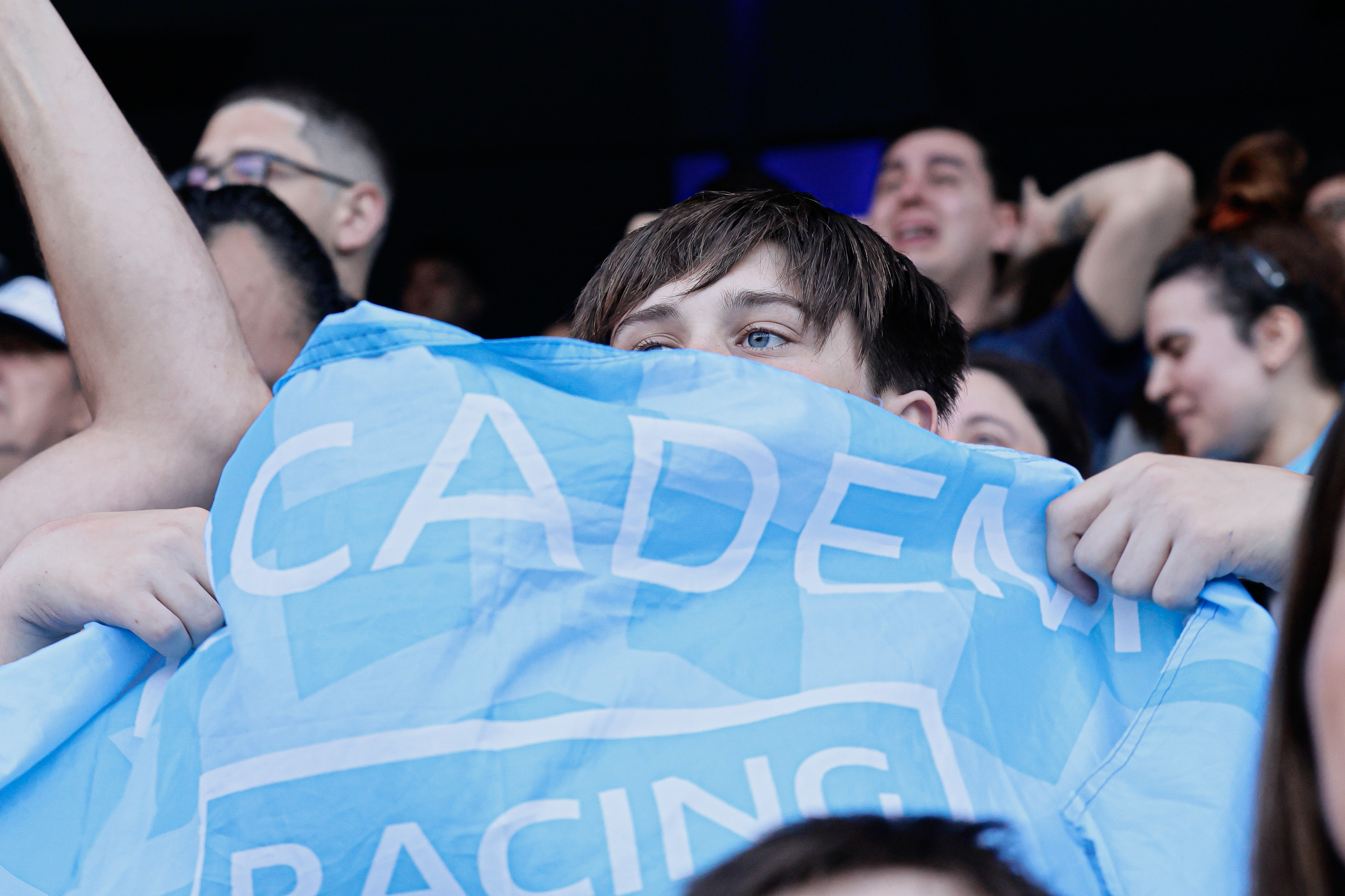 Supporters of Racing Club Unite at Estadio Presidente Perón Avellaneda, Argentina - November 23, 2024: Fans of Racing Club de Avellaneda gather at the Estadi...