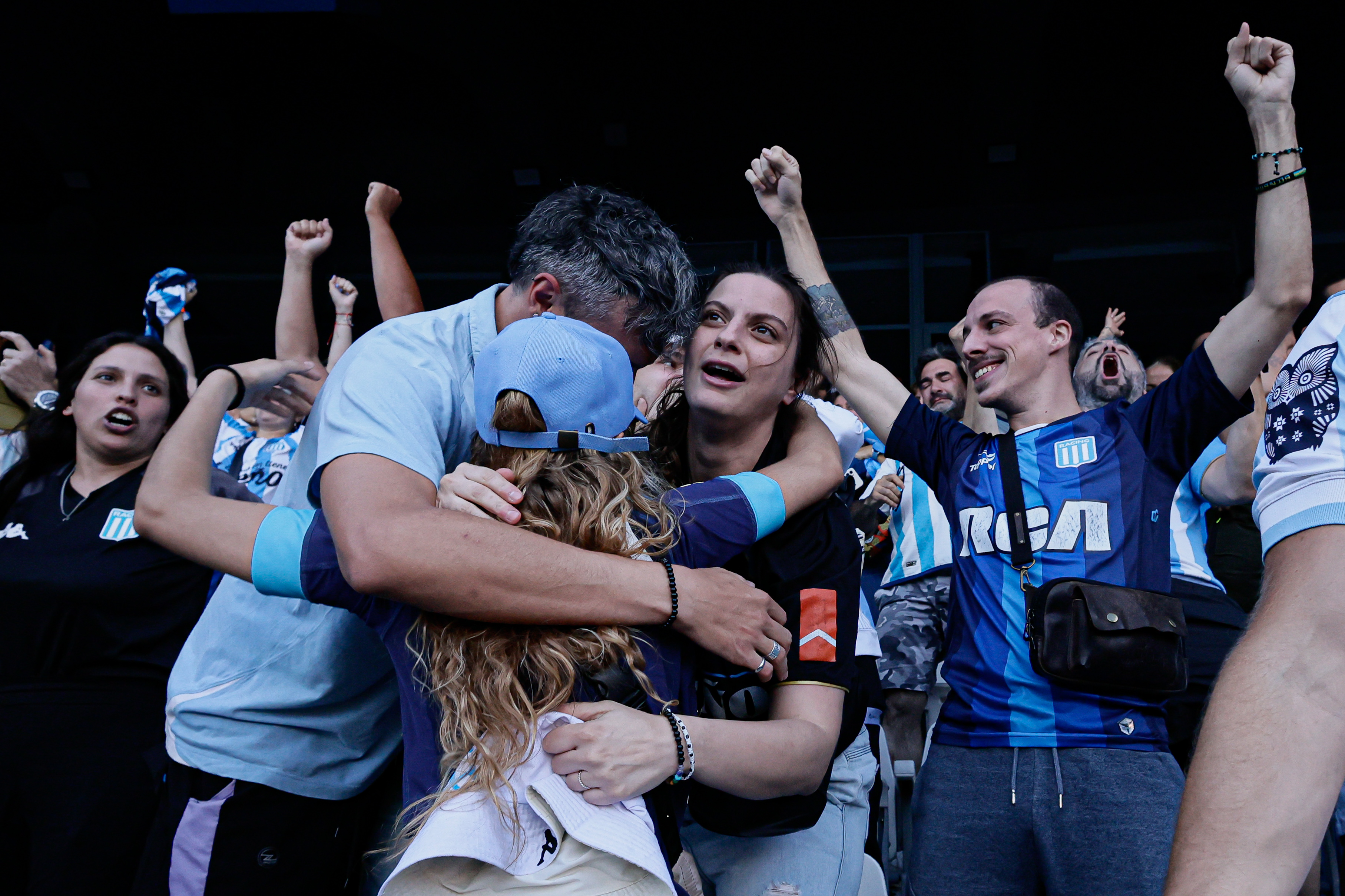Avellaneda, Argentina - November 23, 2024: Fans of Racing Club de Avellaneda gather at the Estadi...