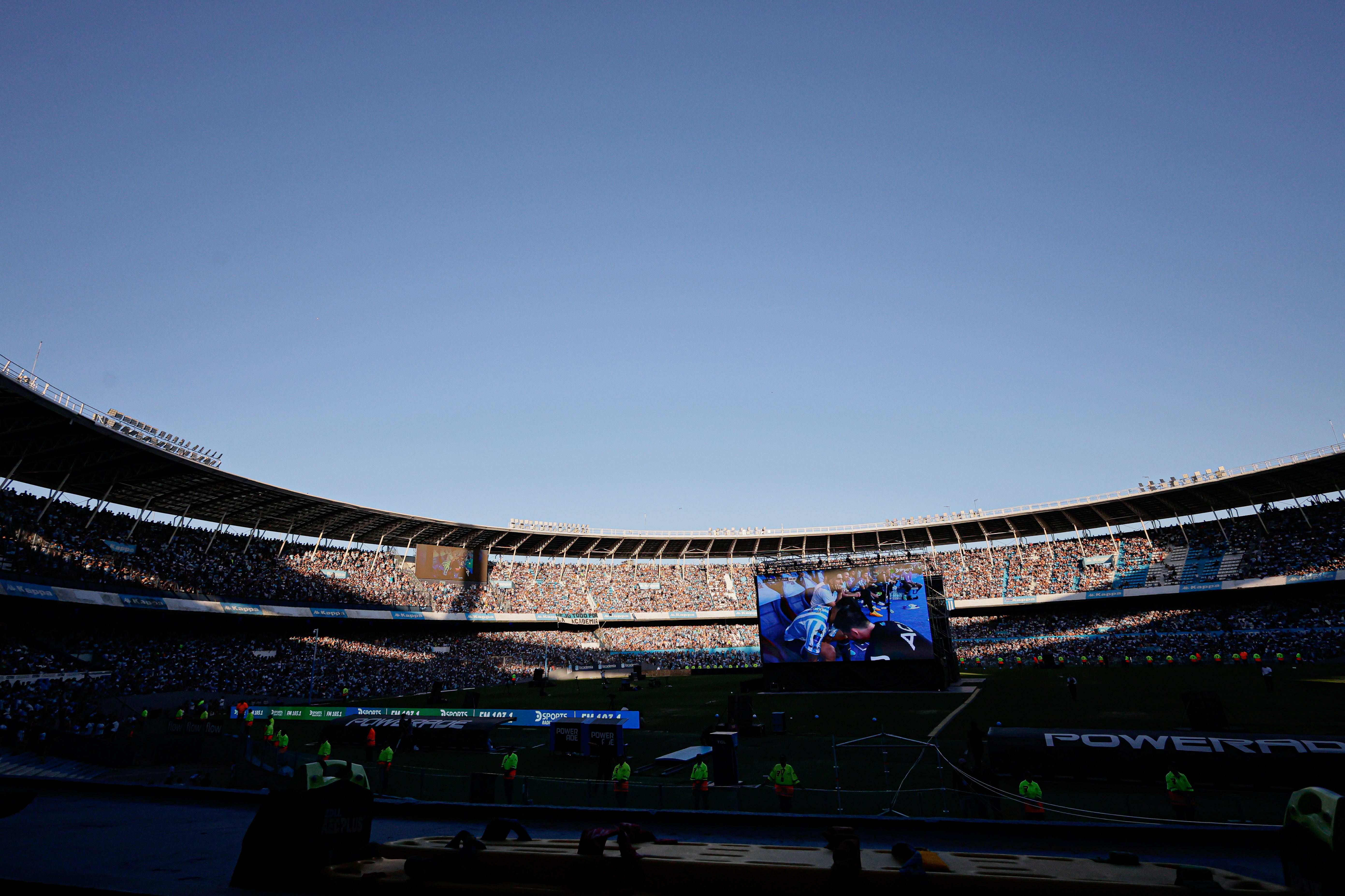 Supporters of Racing Club Unite at Estadio Presidente Perón Avellaneda, Argentina - November 23, 2024: Fans of Racing Club de Avellaneda gather at the Estadi...