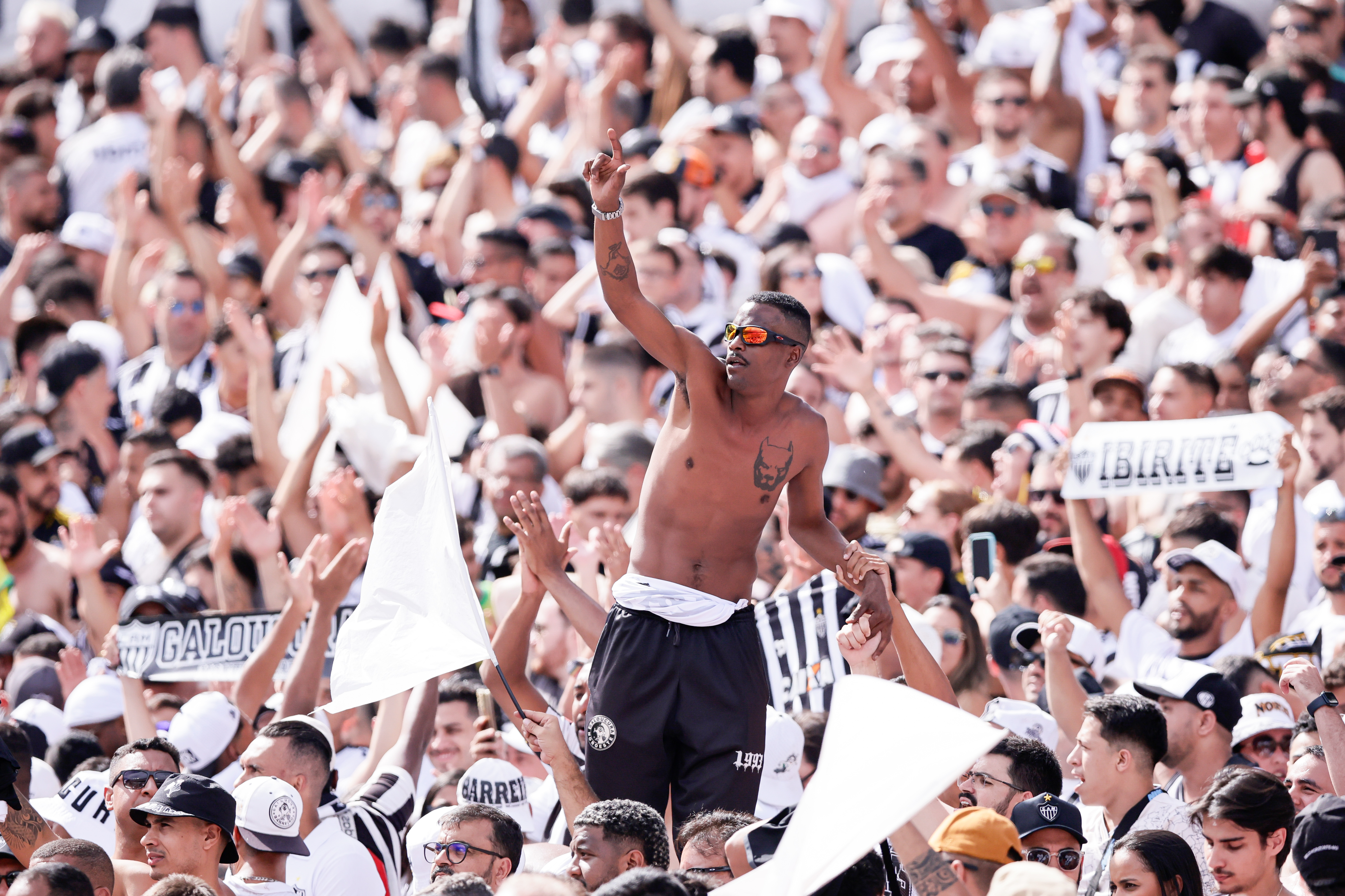 Buenos Aires, Argentina - November 30, 2024: Fans of Atlético Mineiro gather in Buenos Aires ahe...