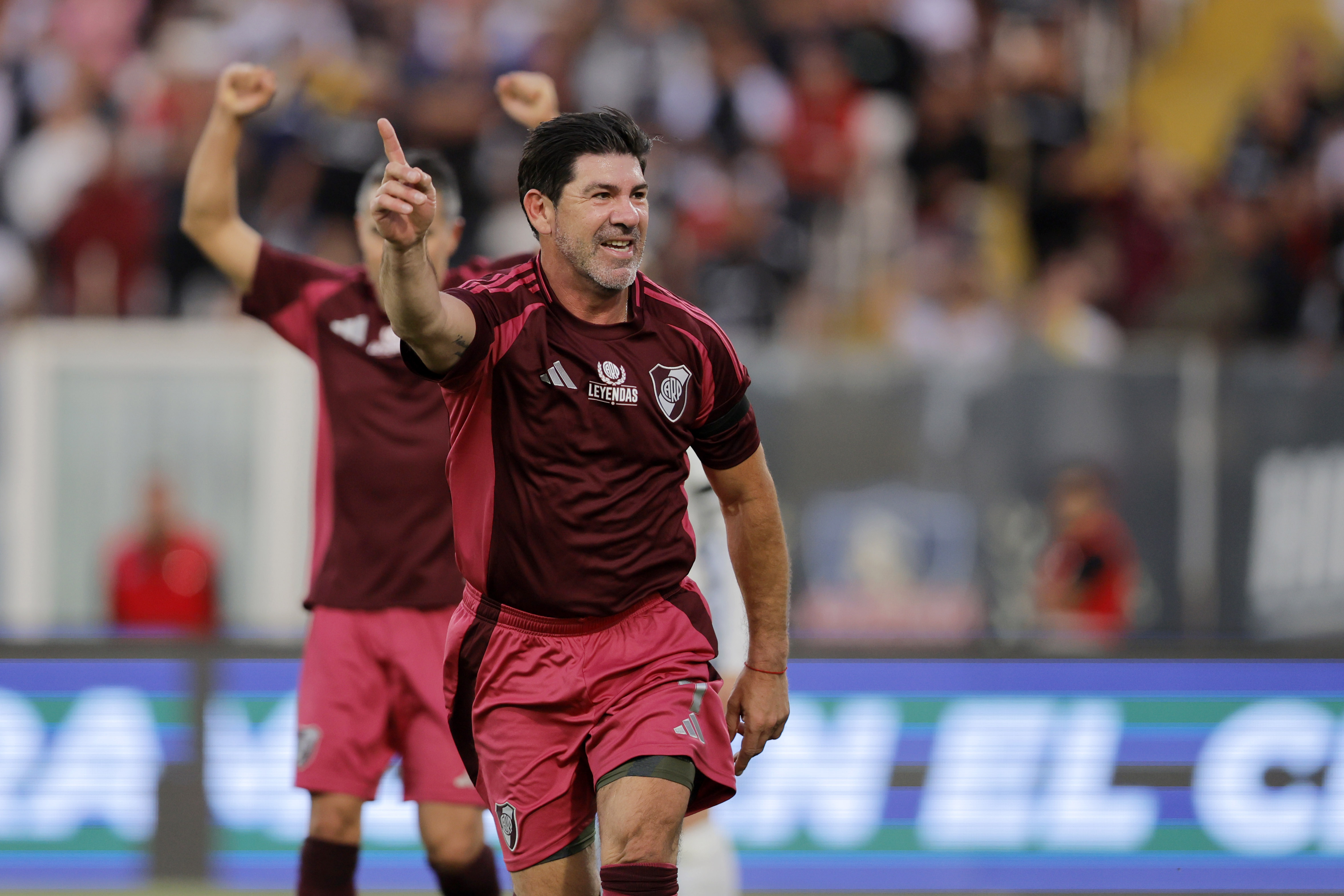 Monumental Showdown Brings Together Historic Stars from Colo Colo and River Plate Santiago, Chile - December 7, 2024: Marcelo Salas (Legend of River Plate) celebrates his goal wit...