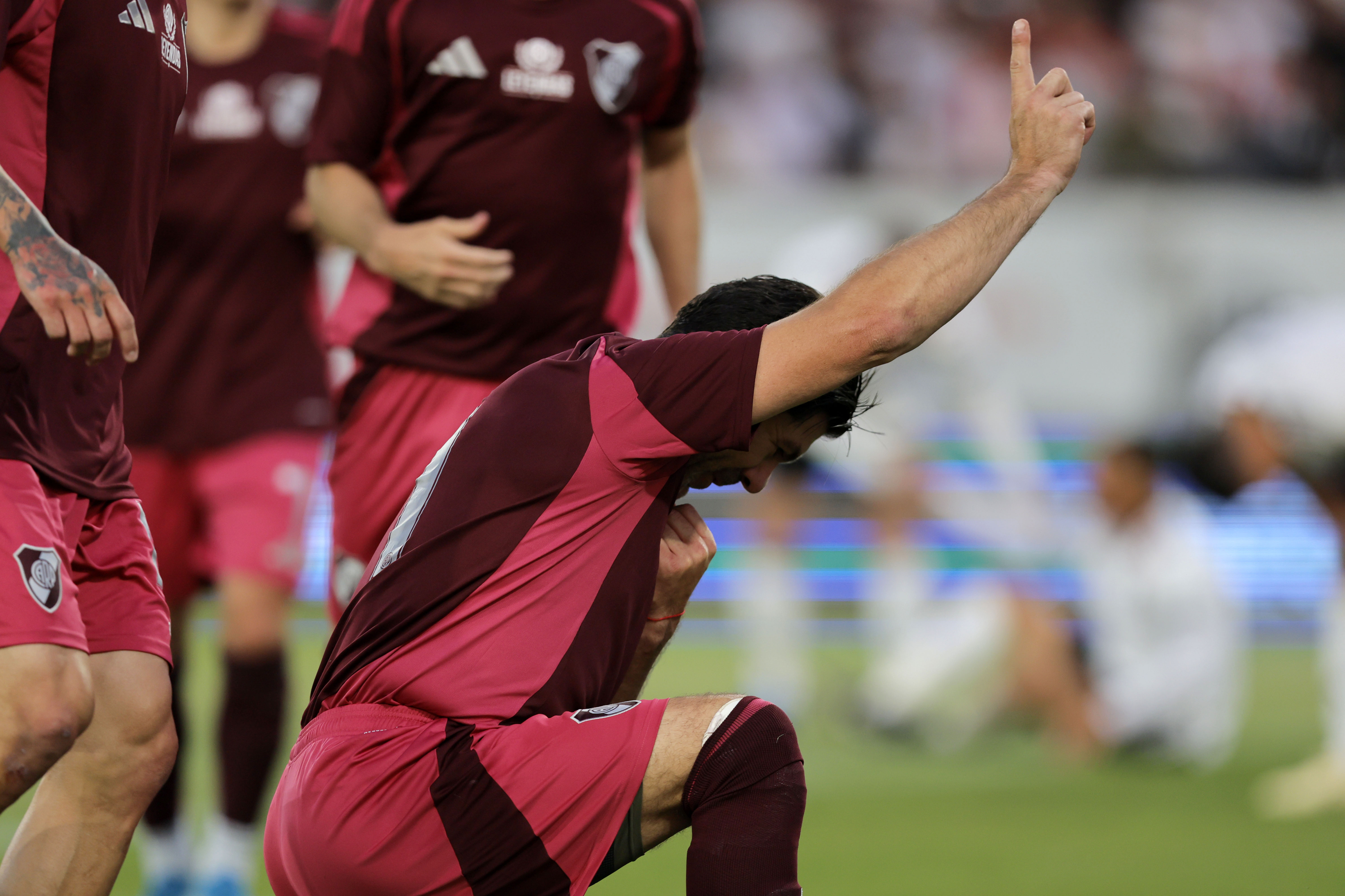 Monumental Showdown Brings Together Historic Stars from Colo Colo and River Plate Santiago, Chile - December 7, 2024: Marcelo Salas (Legend of River Plate) celebrates his goal wit...