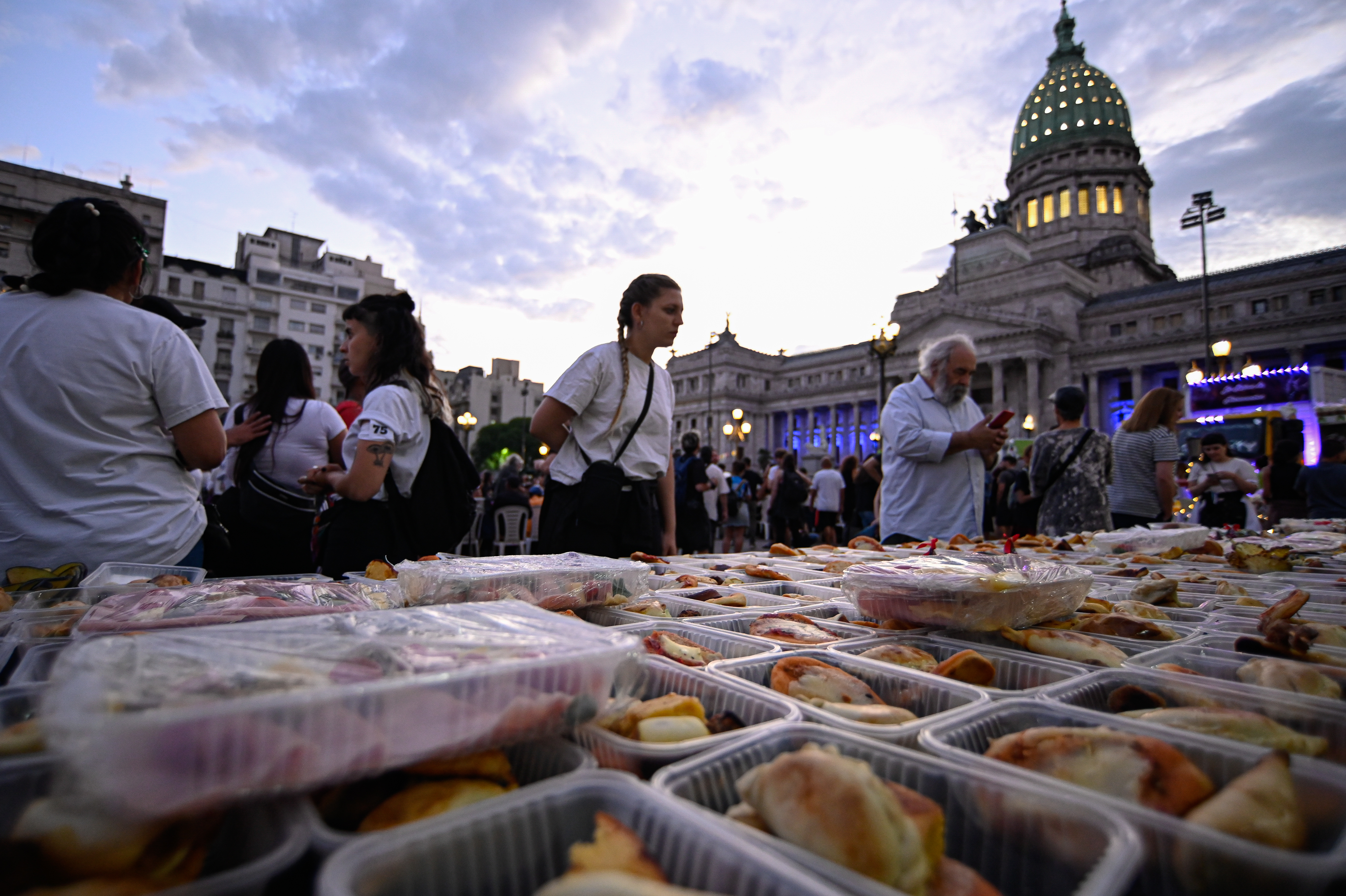 Buenos Aires, Argentina - December 24, 2024: Social movements gather in front of the National Con...
