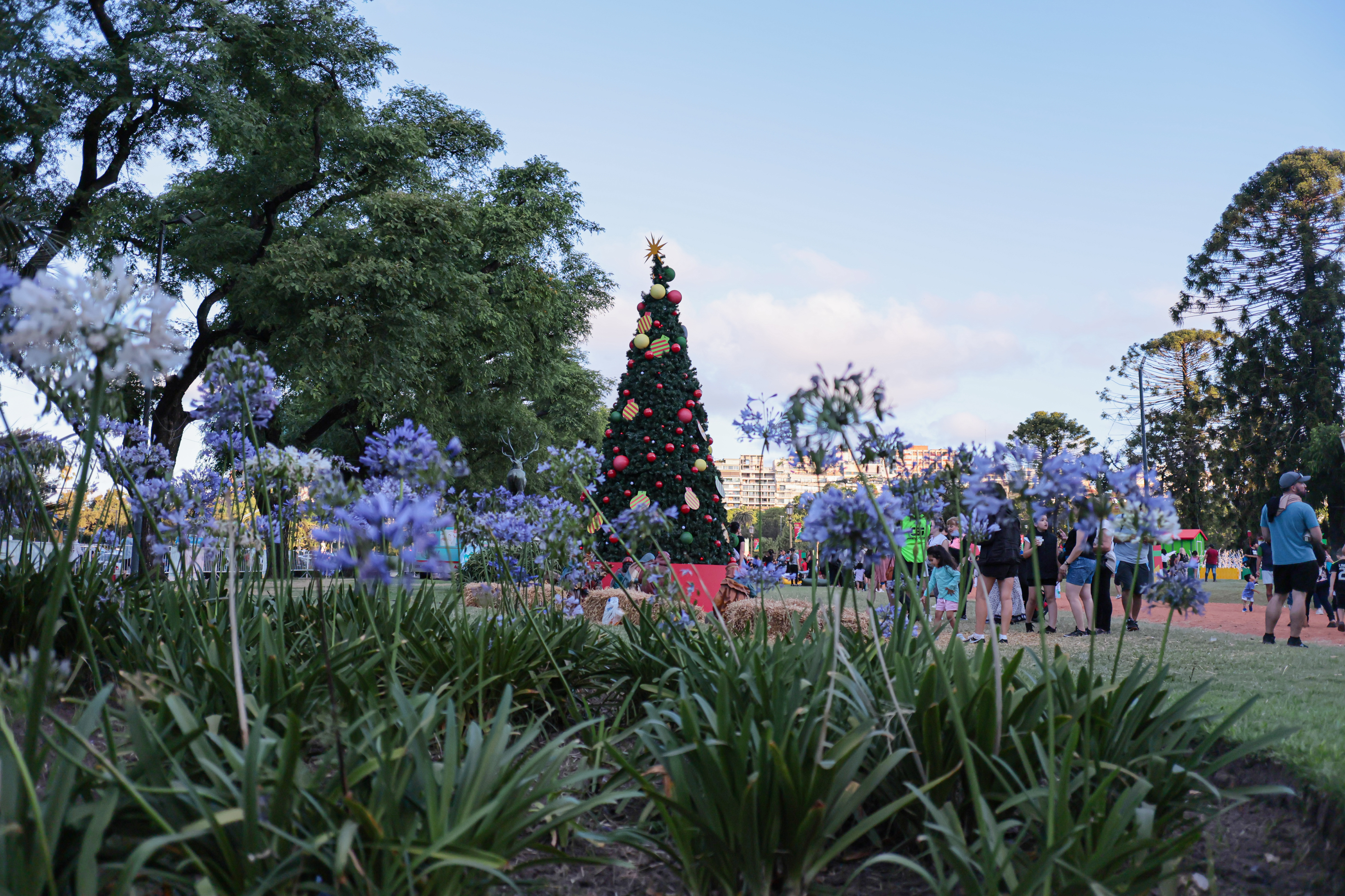 Families Celebrate the Holidays at Palermo’s Christmas Park Buenos Aires, Argentina - December 25, 2024: Visitors enjoy the festive atmosphere at Plaza Seebe...