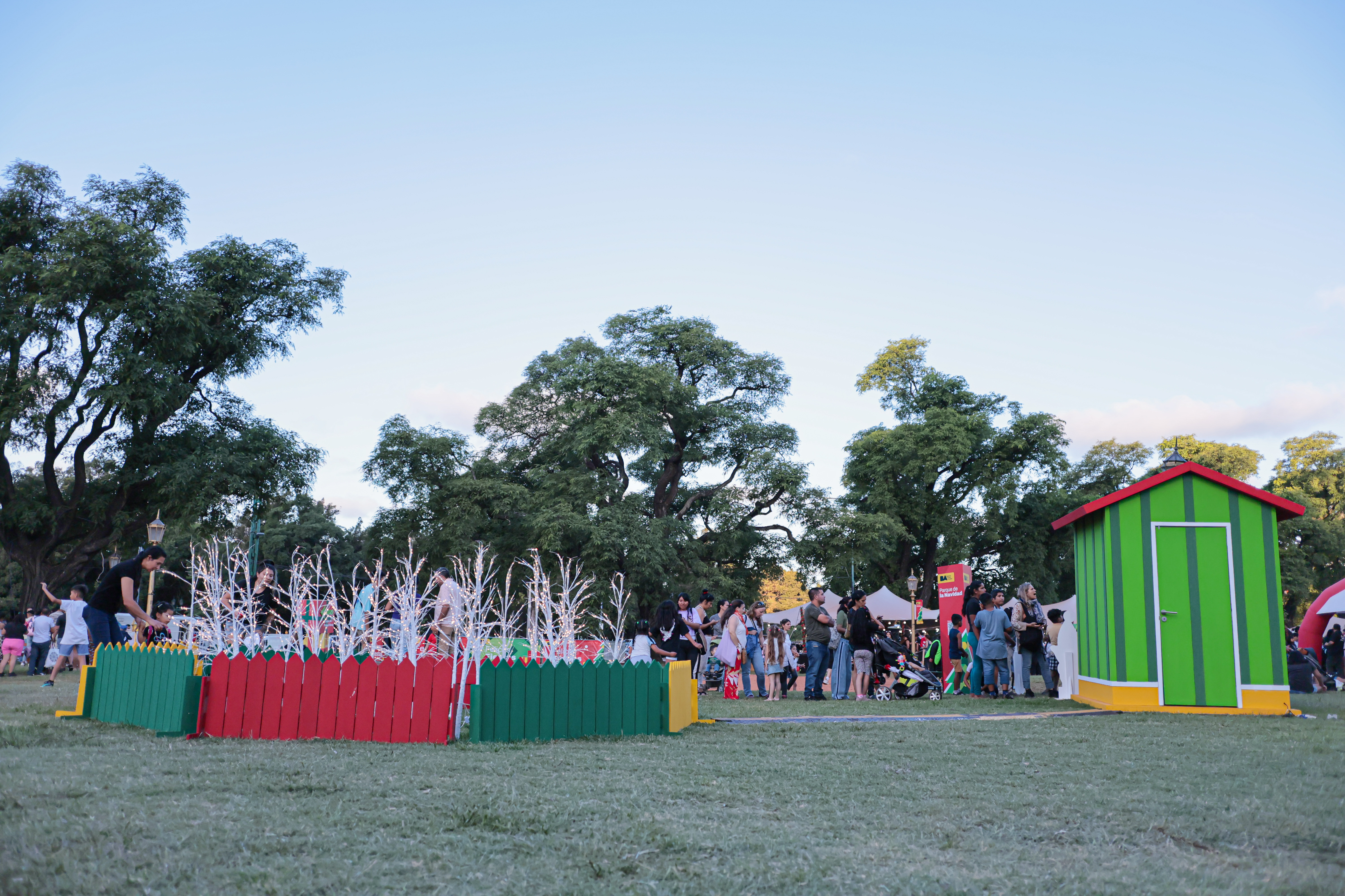Families Celebrate the Holidays at Palermo’s Christmas Park Buenos Aires, Argentina - December 25, 2024: Visitors enjoy the festive atmosphere at Plaza Seebe...