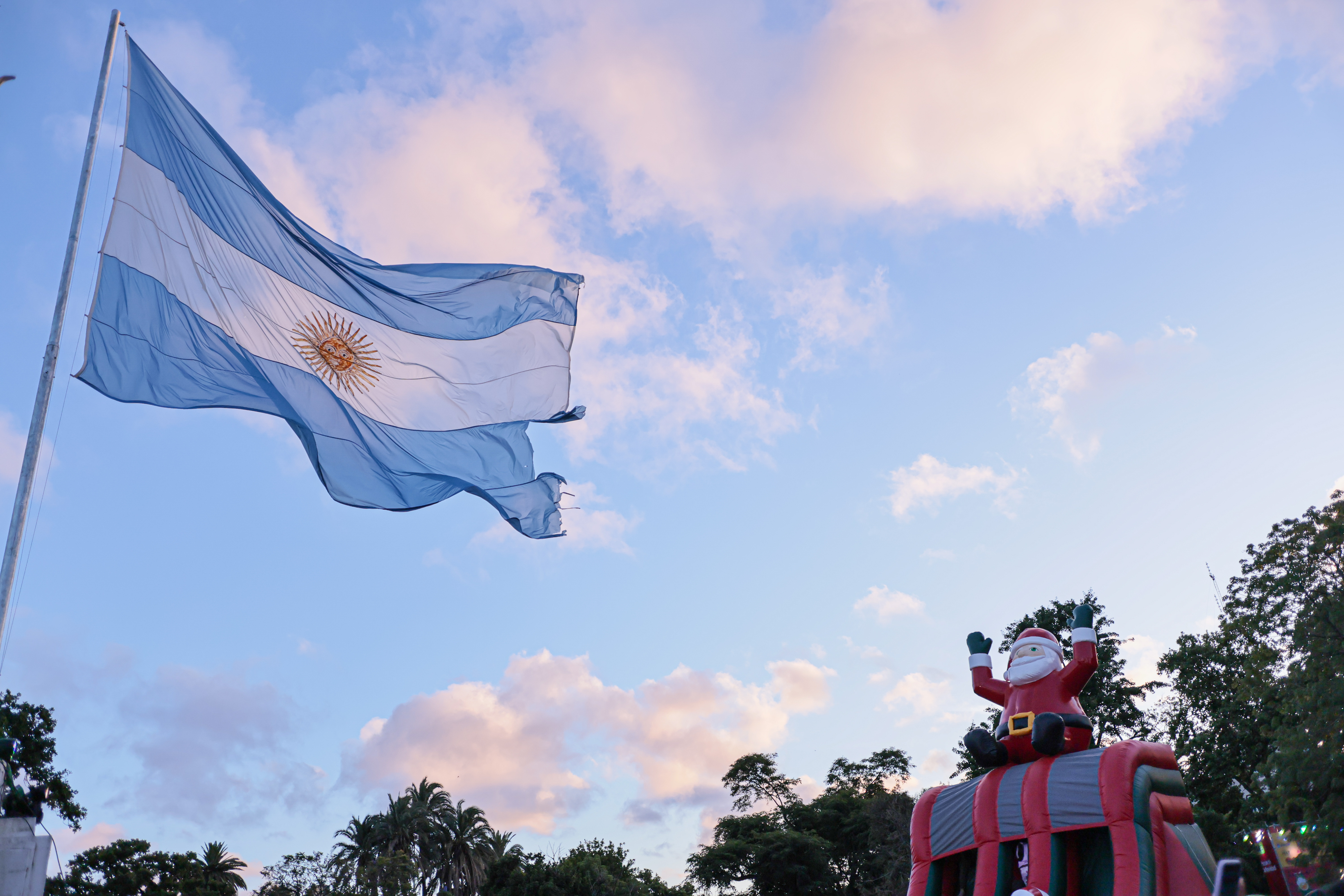 Families Celebrate the Holidays at Palermo’s Christmas Park Buenos Aires, Argentina - December 25, 2024: Visitors enjoy the festive atmosphere at Plaza Seebe...