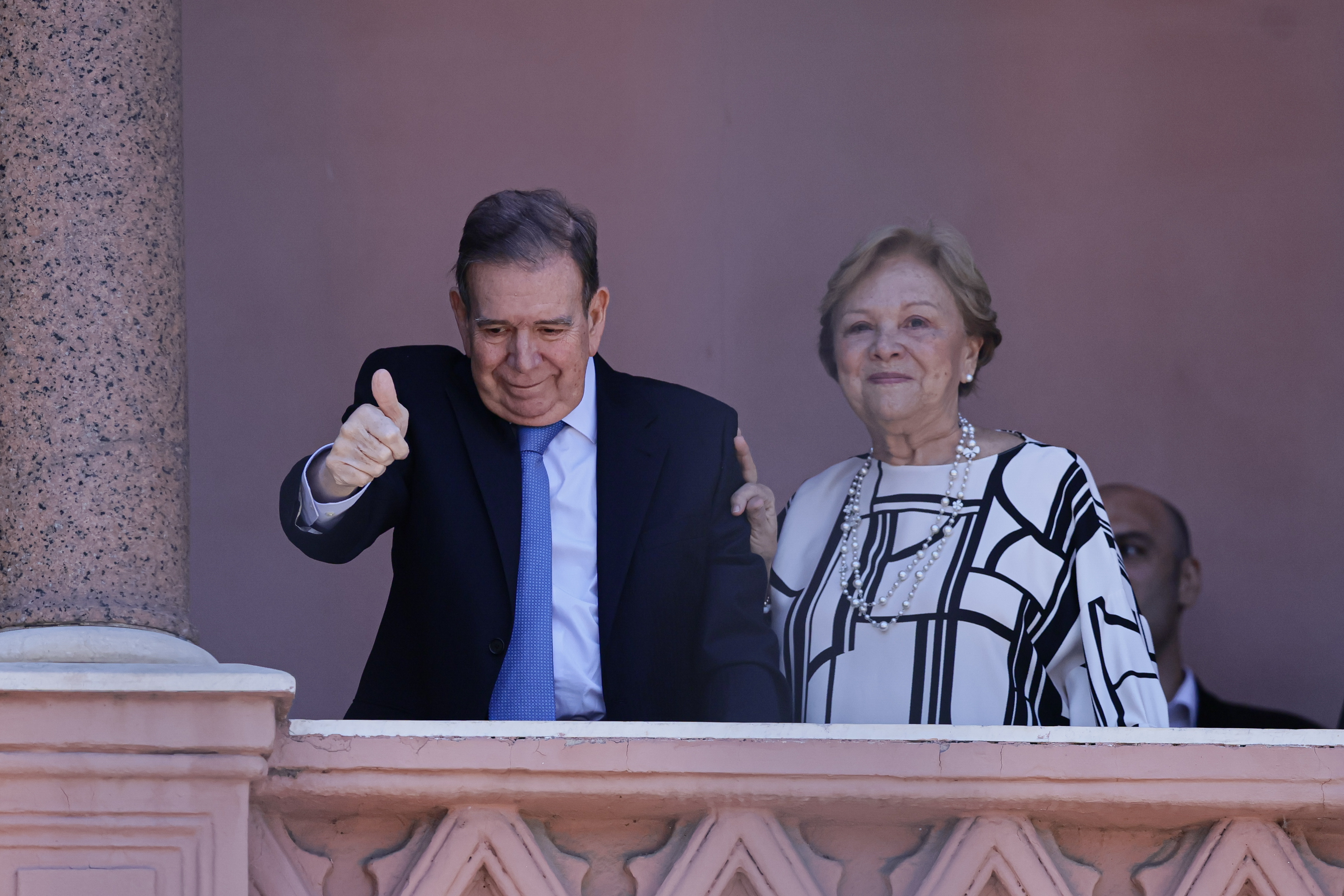 Edmundo González Urrutia Addressed Venezuelan Exiles at Casa Rosada Buenos Aires, Argentina - January 4, 2025: Javier Milei, President of Argentina, and Edmundo Gonz...
