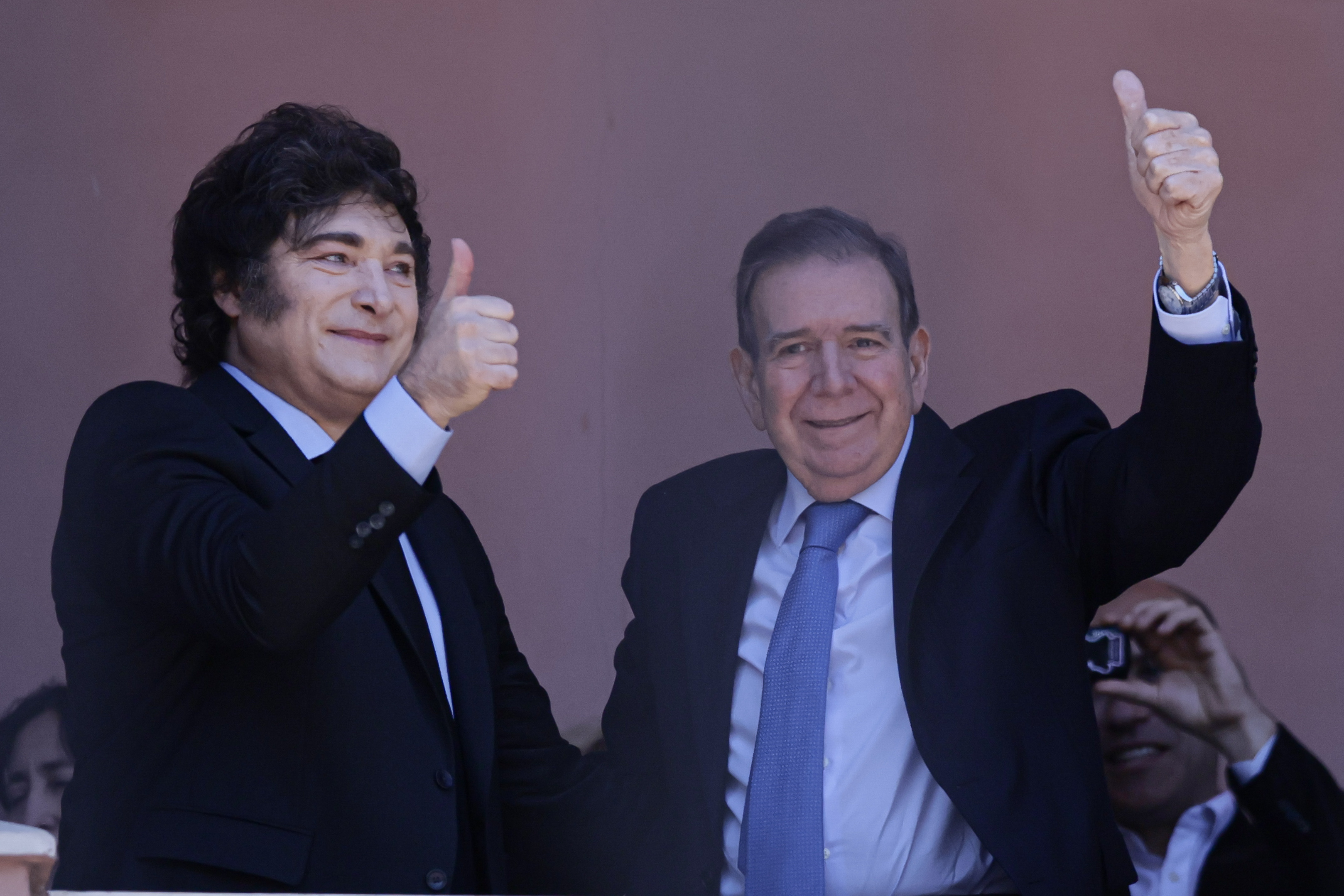 Edmundo González Urrutia Addressed Venezuelan Exiles at Casa Rosada Buenos Aires, Argentina - January 4, 2025: Javier Milei, President of Argentina, and Edmundo Gonz...