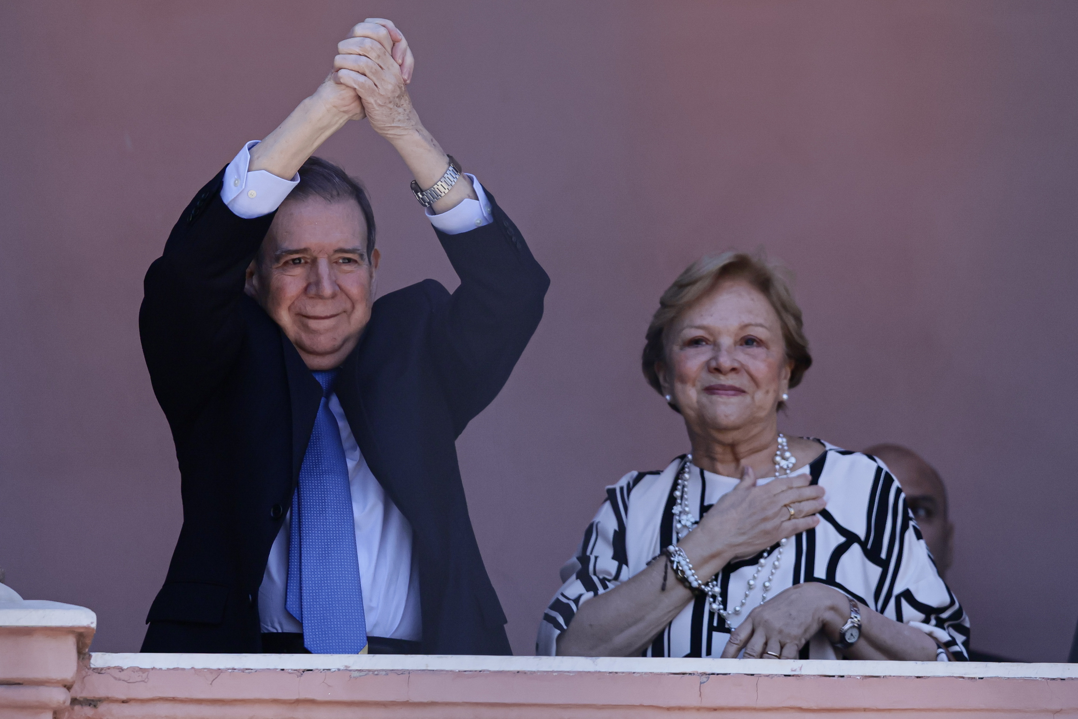 Buenos Aires, Argentina - January 4, 2025: Javier Milei, President of Argentina, and Edmundo Gonz...