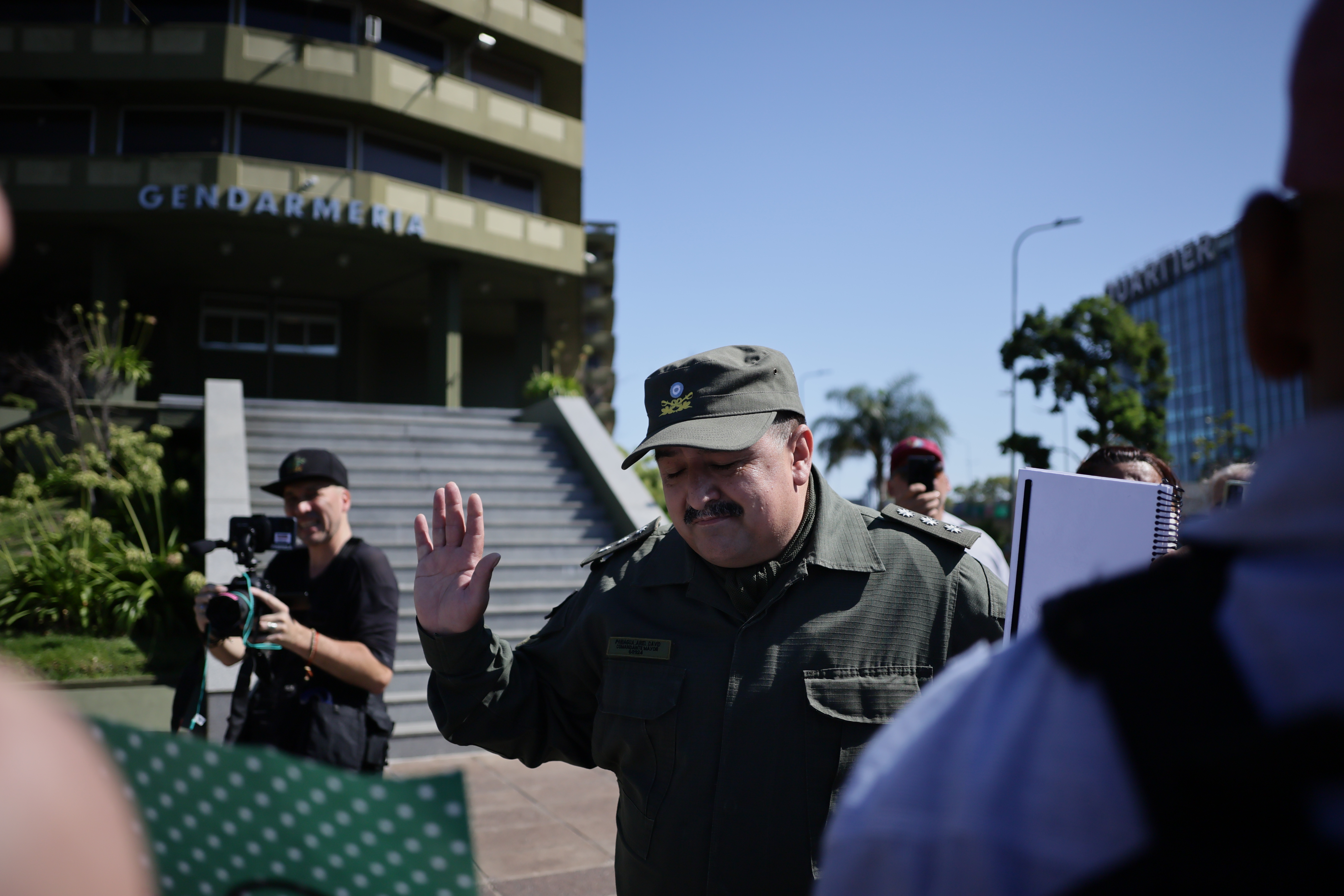 Security Forces Express Outrage Over Salary Adjustment Amid Rising Living Costs Buenos Aires, Argentina – February 10, 2025: Members of Argentina’s Gendarmería express outr...