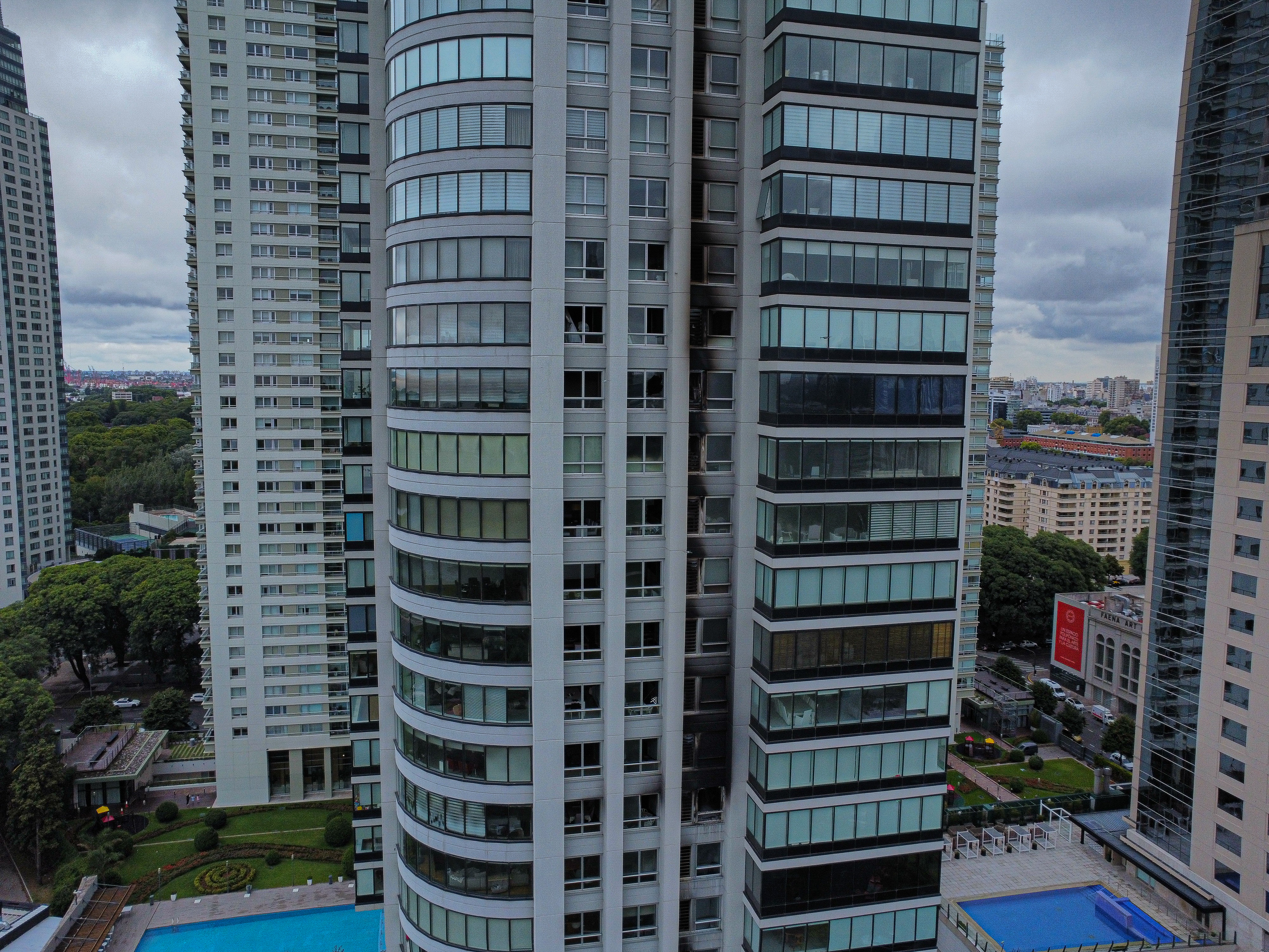 Buenos Aires, Argentina – February 11, 2025: A massive fire broke out in the Renoir II Tower, a...