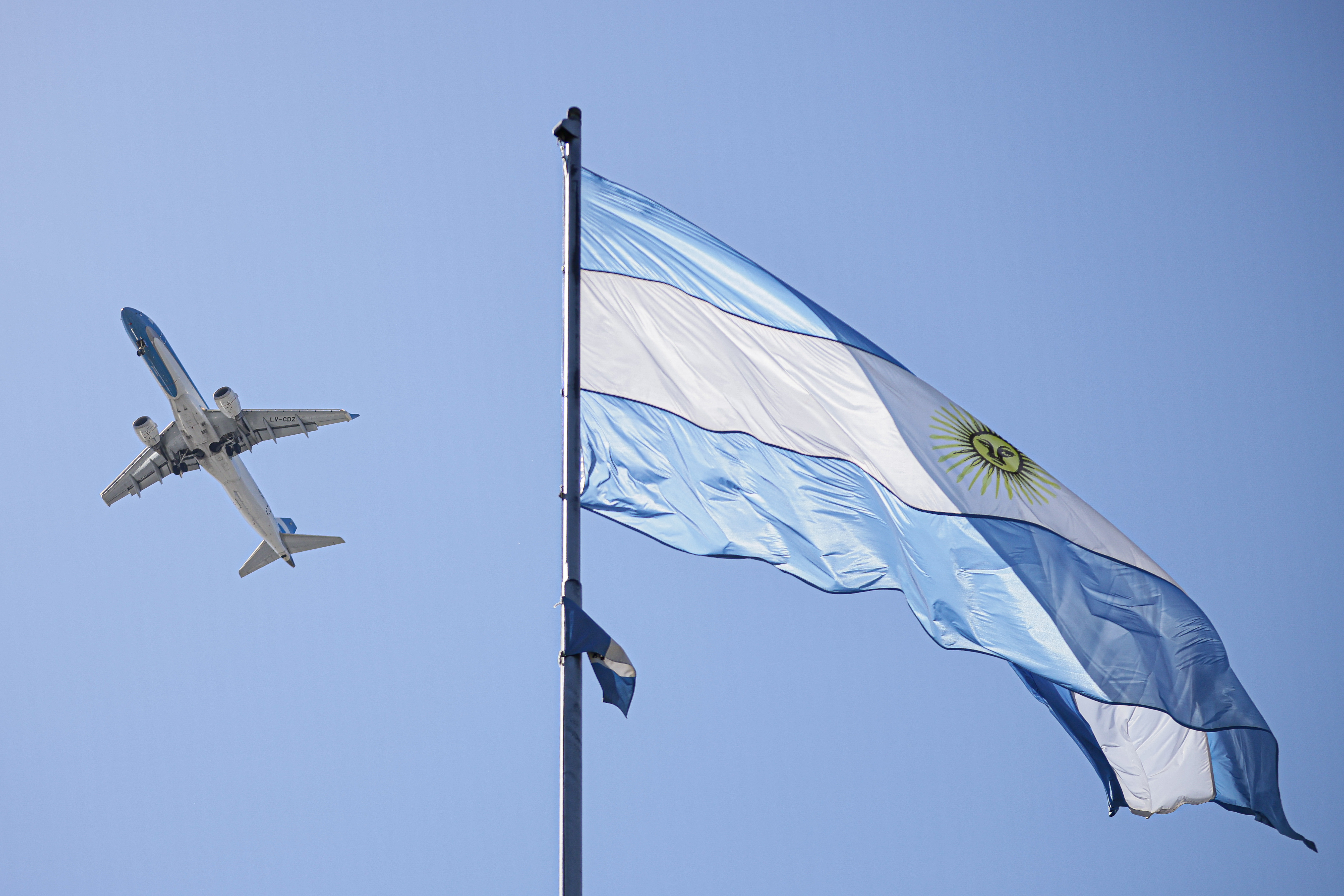 Avion-aerolineas Buenos Aires, Argentina, file photo: View of Aerolíneas Argentinas airplane across an argentine ...