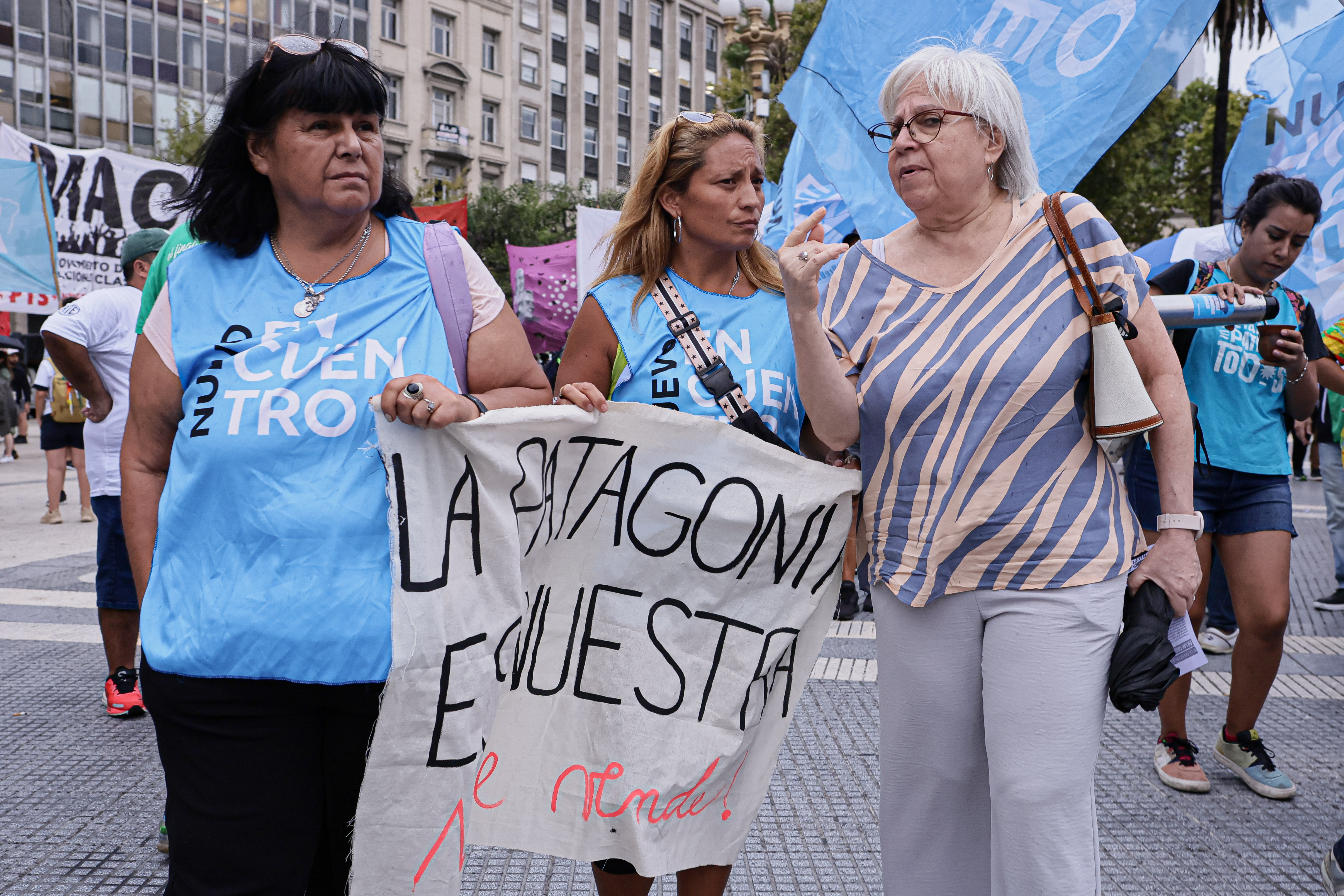 TXR_9163 Buenos Aires, Argentina - February, 14, 2025: Members of the human rights organization Madres de ...
