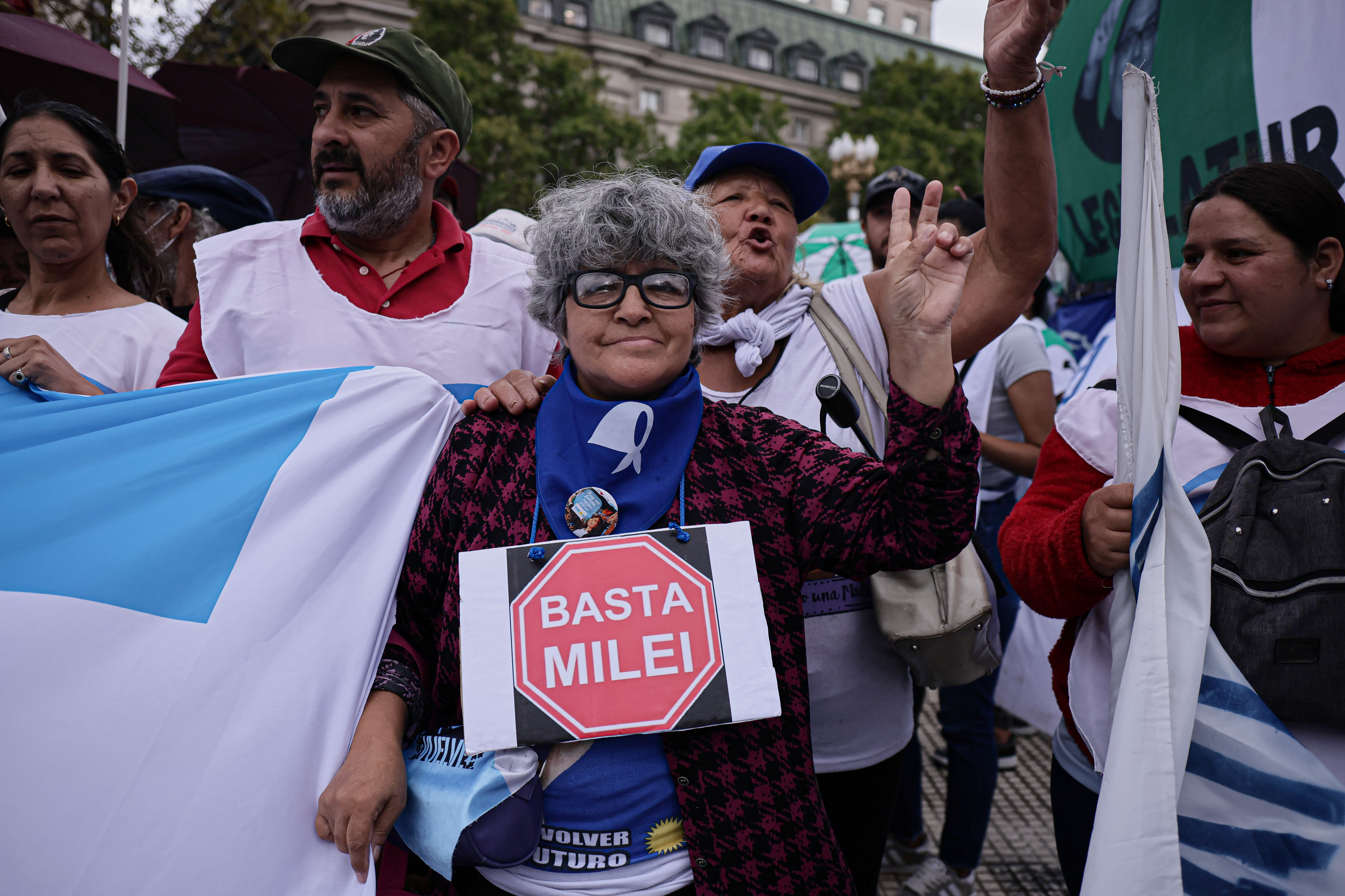 TXR_8887 Buenos Aires, Argentina - February, 14, 2025: Members of the human rights organization Madres de ...