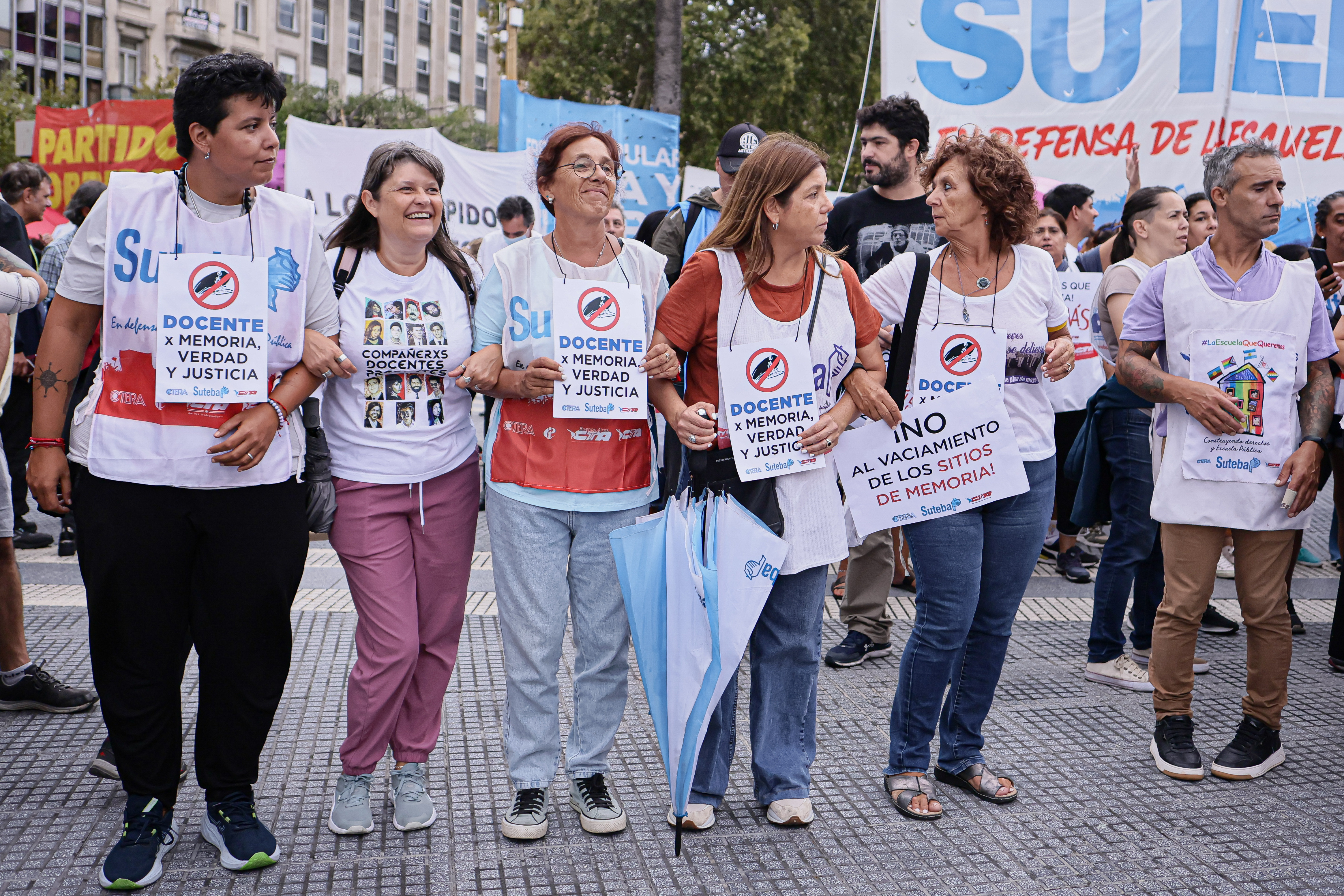 Buenos Aires, Argentina - February, 14, 2025: Members of the human rights organization Madres de ...