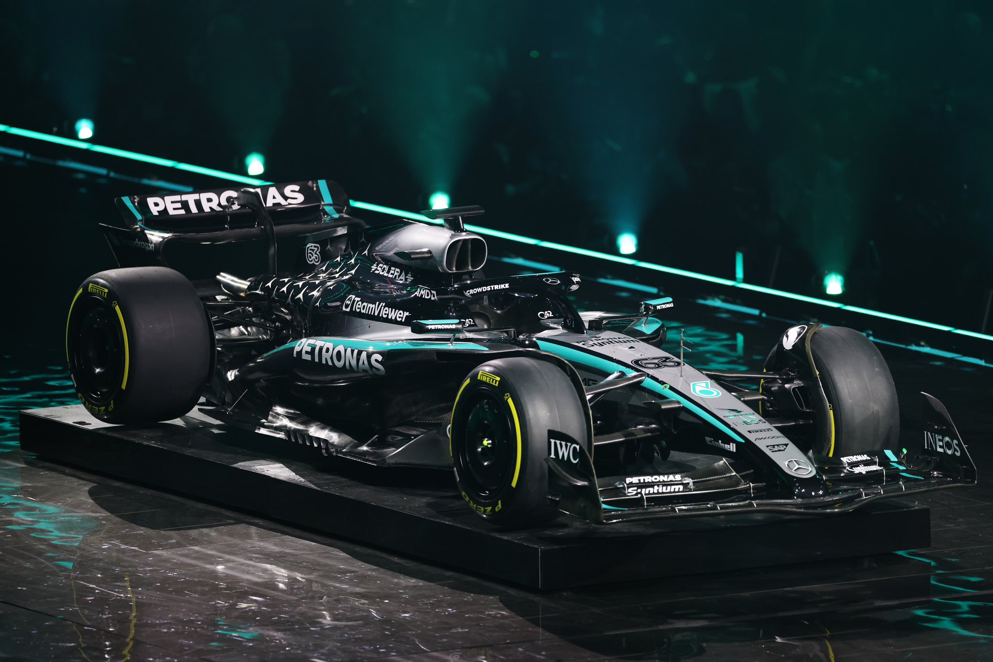 Mercedes Benz car formula 1 USA - Feb 19, 2024: F1 Teams Ferrari and AMG Mercedes Benz presents their cars for 2025 season. O...